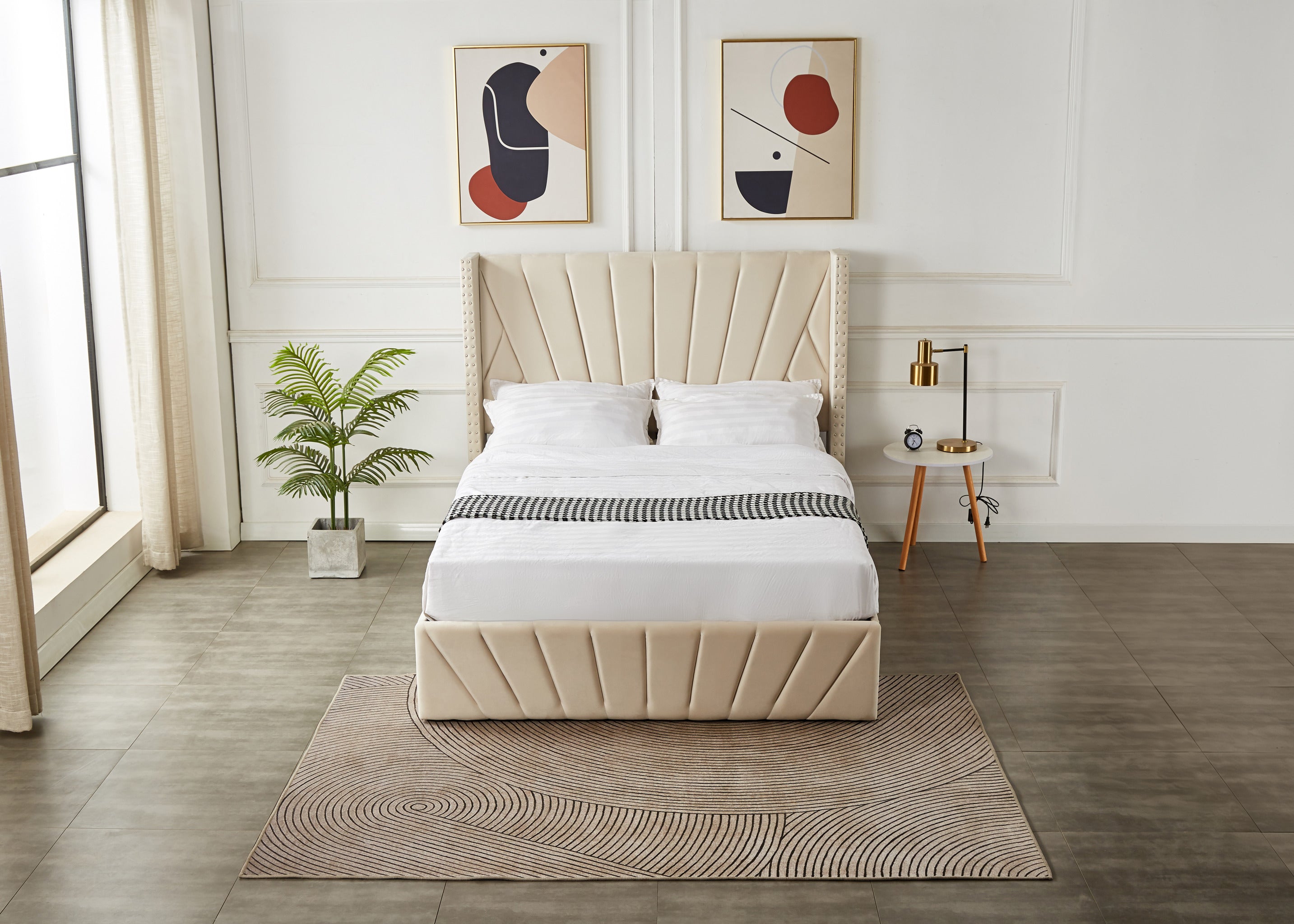 Luna Lift-Up Storage Bed- Beige