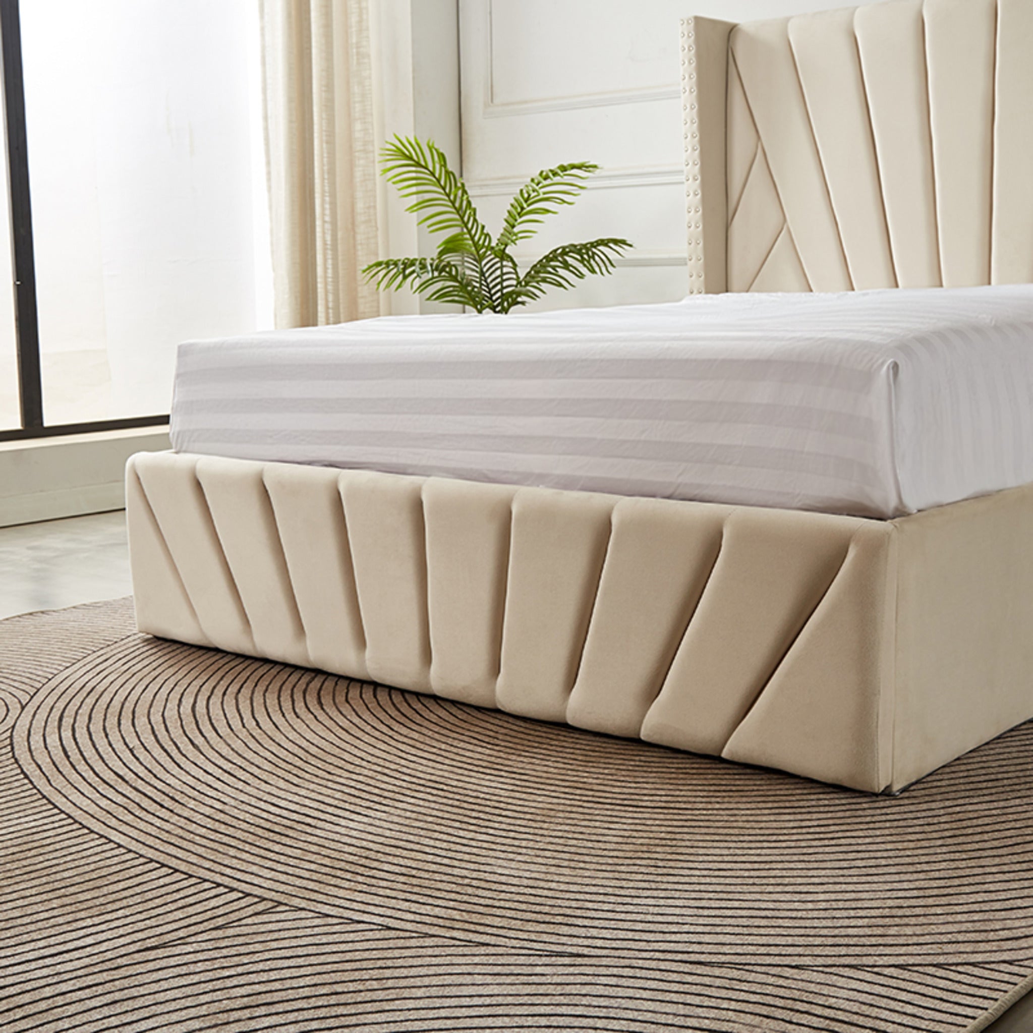 Luna Lift-Up Storage Bed- Beige