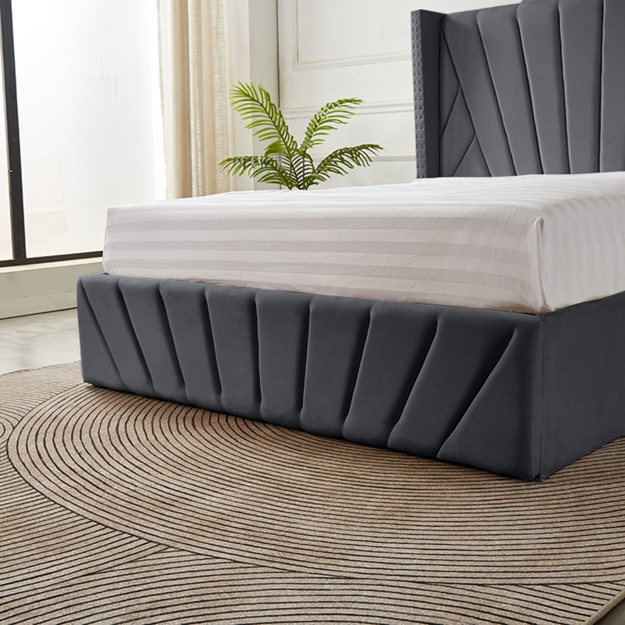 Luna Lift-Up Storage Bed- Dark Grey