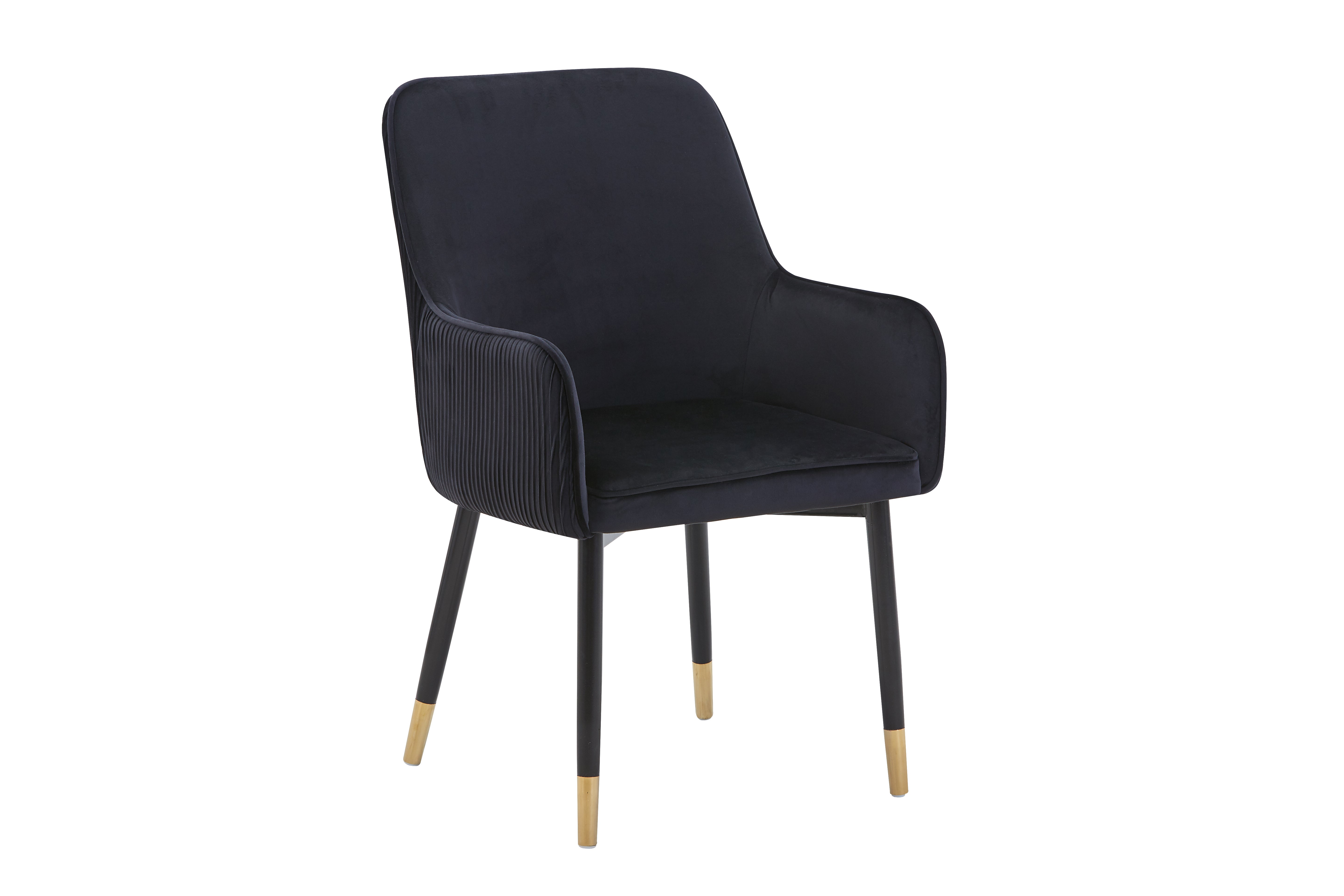 Monaco Upholstered Side Chair/ Dining Chair (Set of 4) - Velvet Chair w/ Black Legs