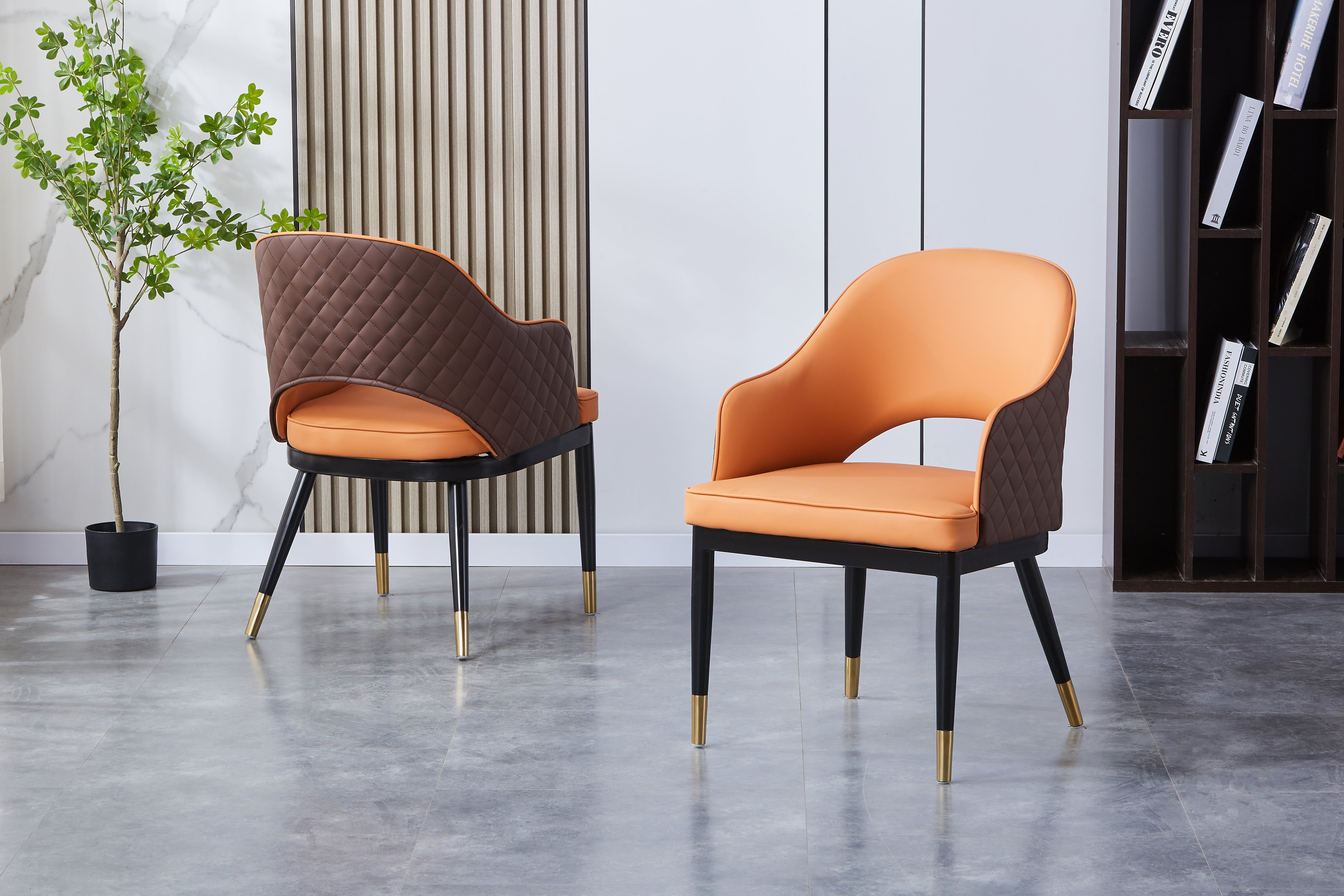 Atlas Upholstered Side Chair/ Dining Chair (Set of 4) - PU Leather Chair w/ Black Legs