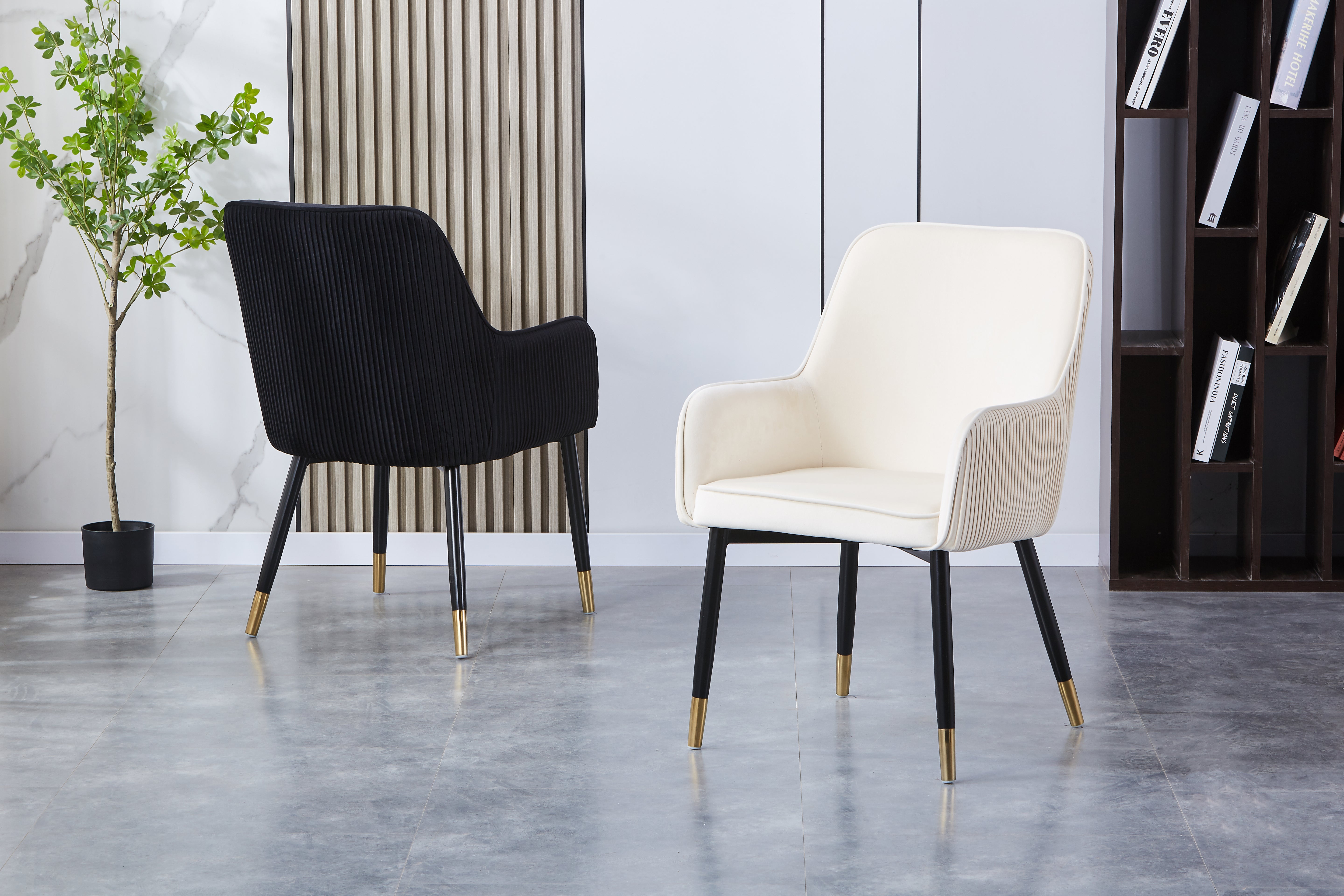 Monaco Upholstered Side Chair/ Dining Chair (Set of 4) - Velvet Chair w/ Black Legs