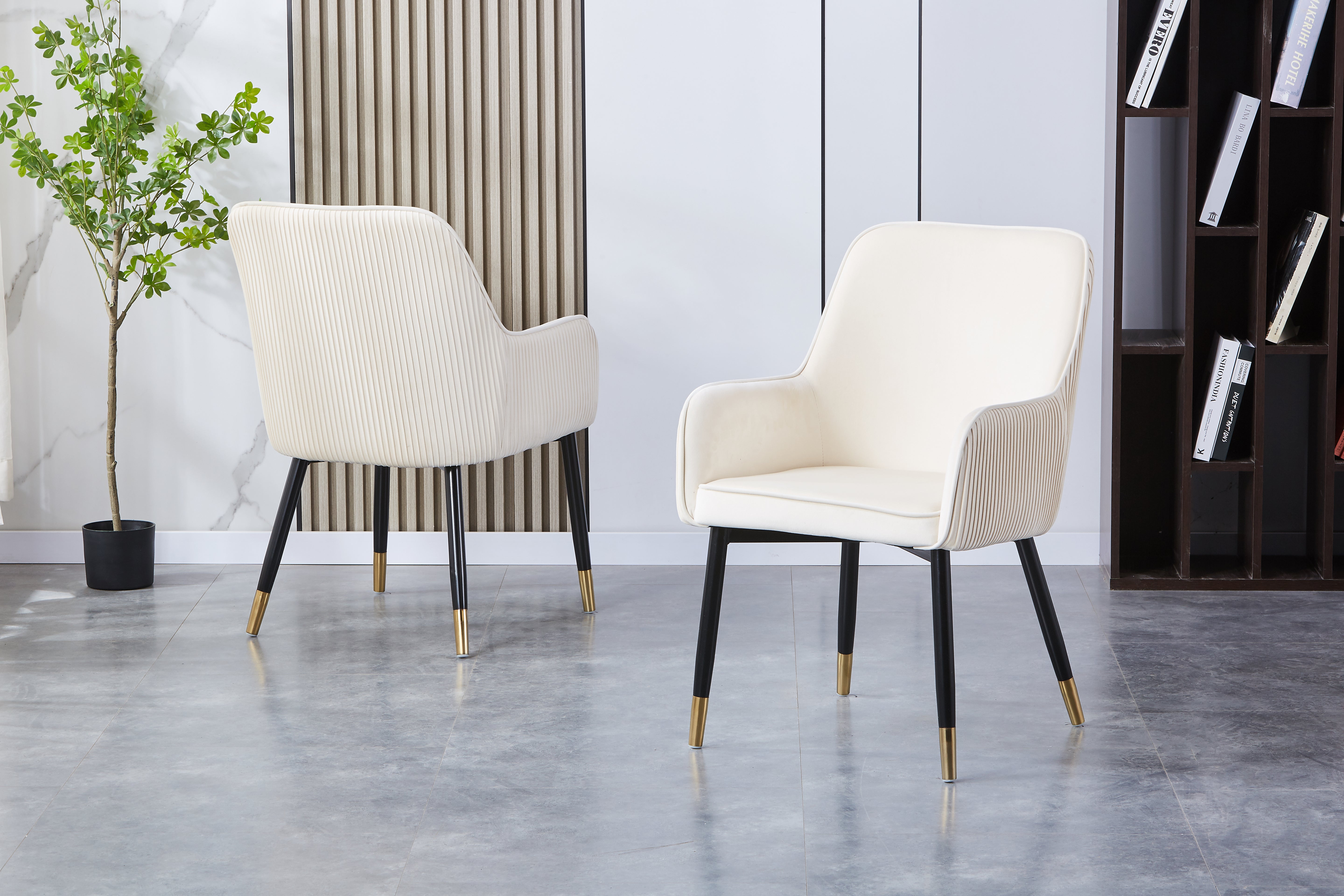 Monaco Upholstered Side Chair/ Dining Chair (Set of 4) - Velvet Chair w/ Black Legs