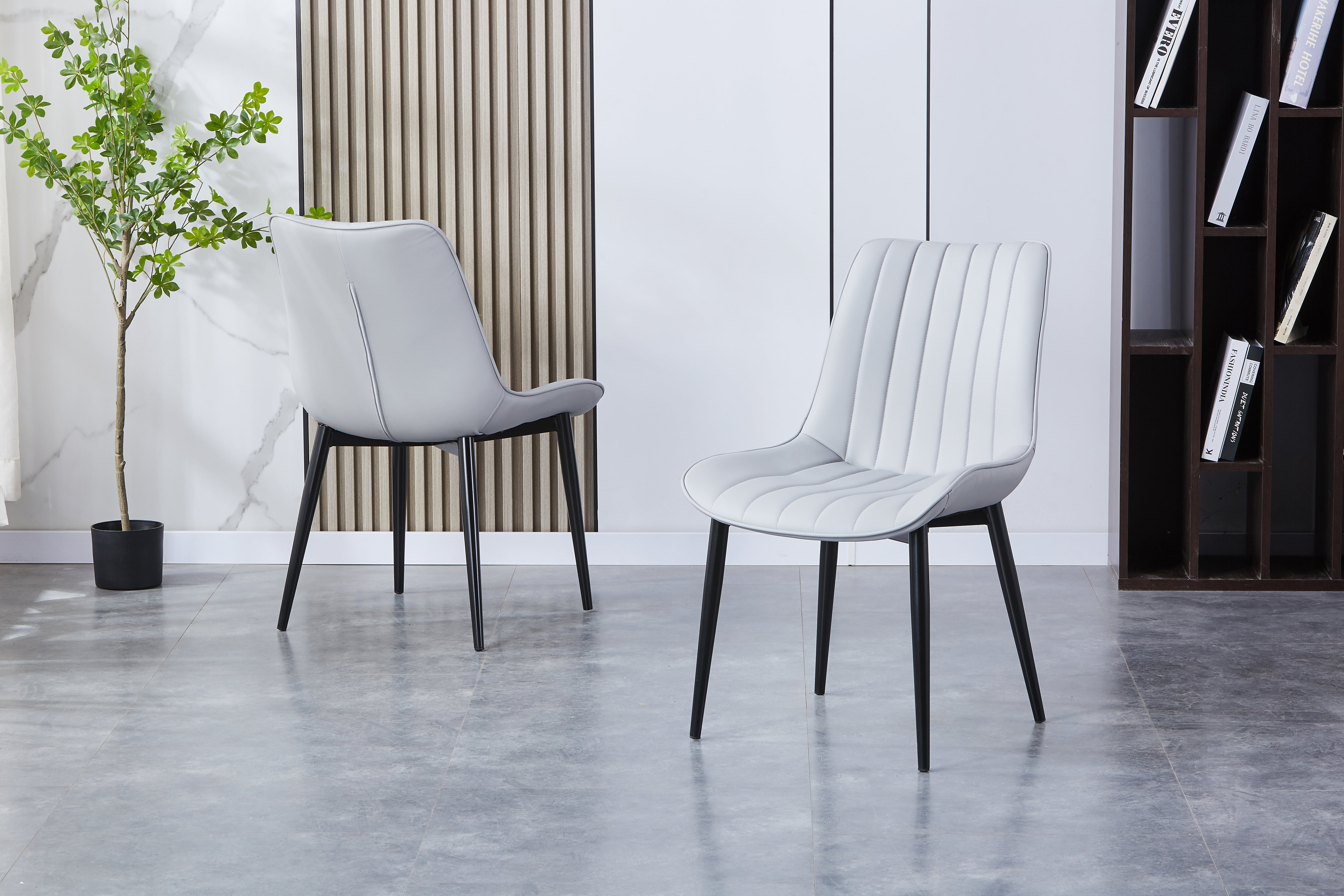 Elara Leather Upholstered Side Chair/ Dining Chair (Set of 4) - PU Leather Chair w/ Black Legs