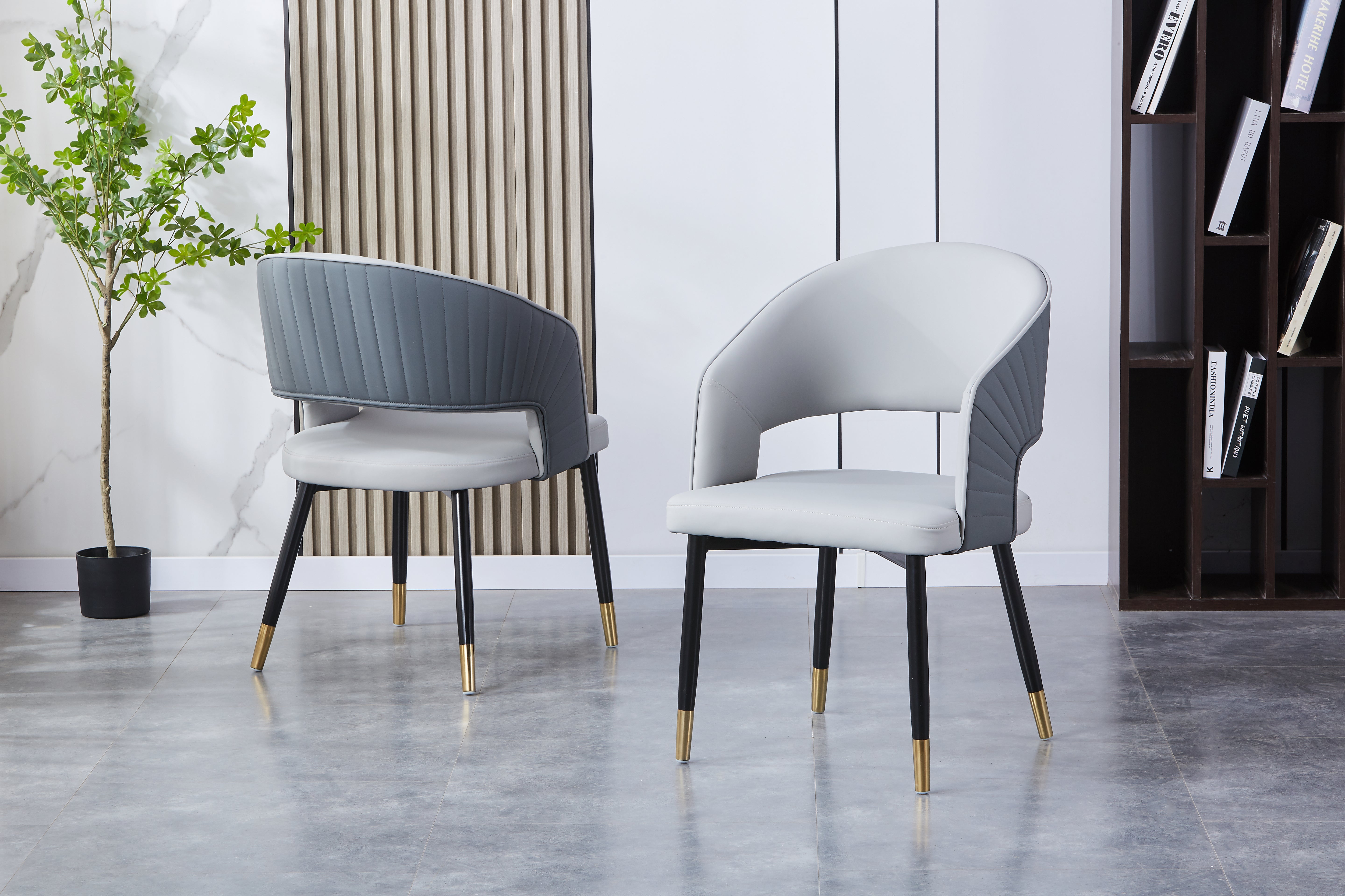 Roma Upholstered Side Chair/ Dining Chair (Set of 4) - PU Leather Chair w/ Black Legs