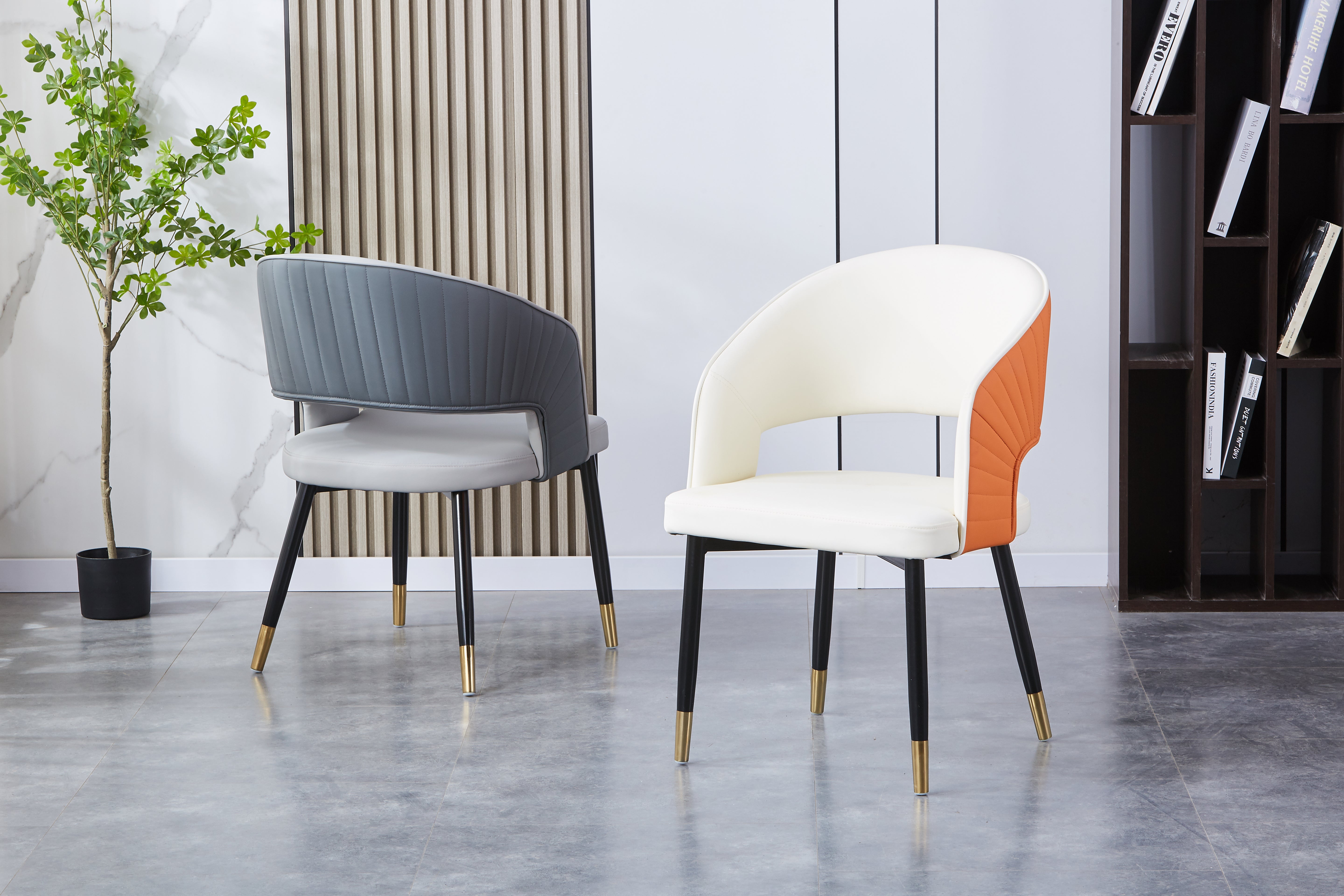 Roma Upholstered Side Chair/ Dining Chair (Set of 4) - PU Leather Chair w/ Black Legs