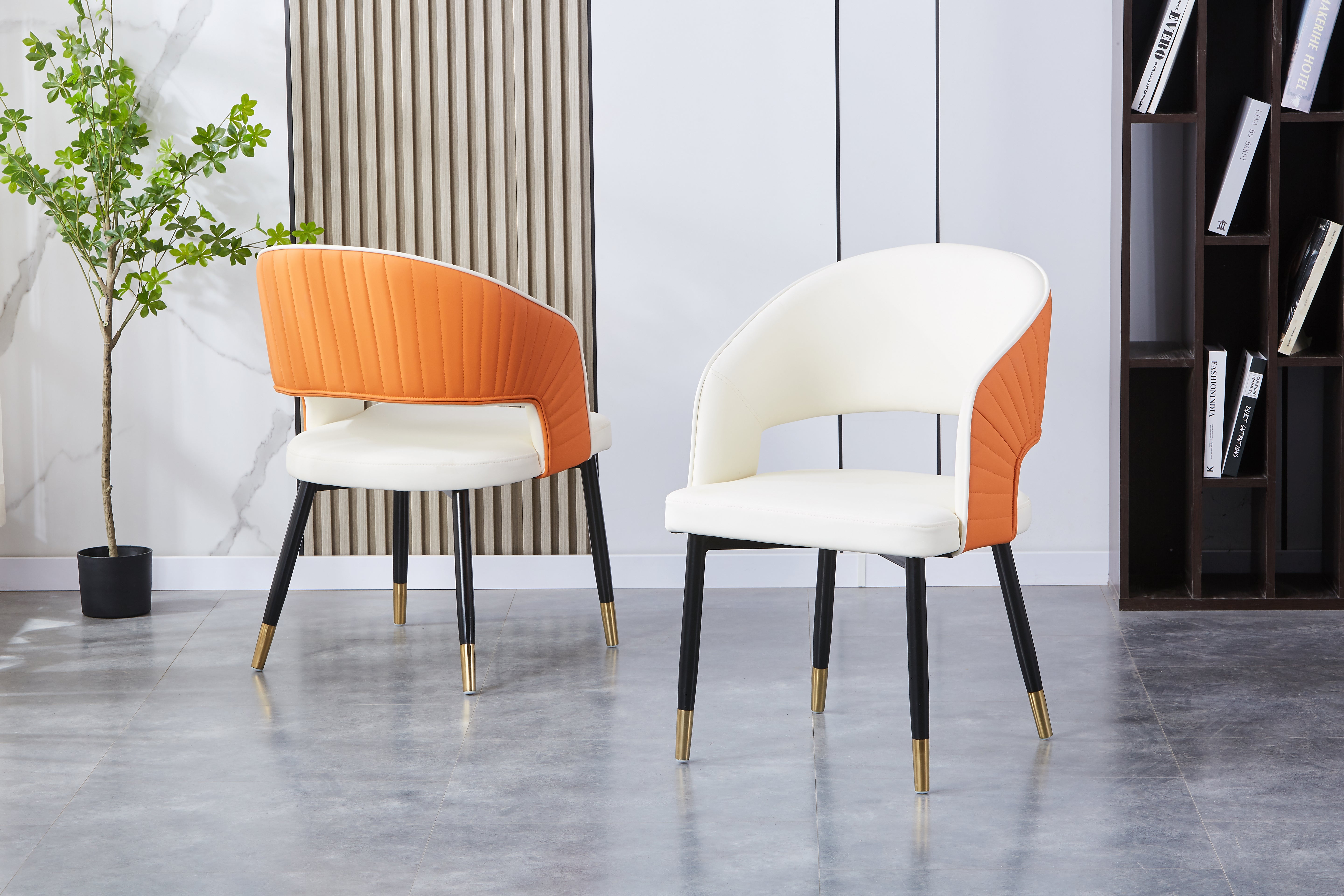 Roma Upholstered Side Chair/ Dining Chair (Set of 4) - PU Leather Chair w/ Black Legs