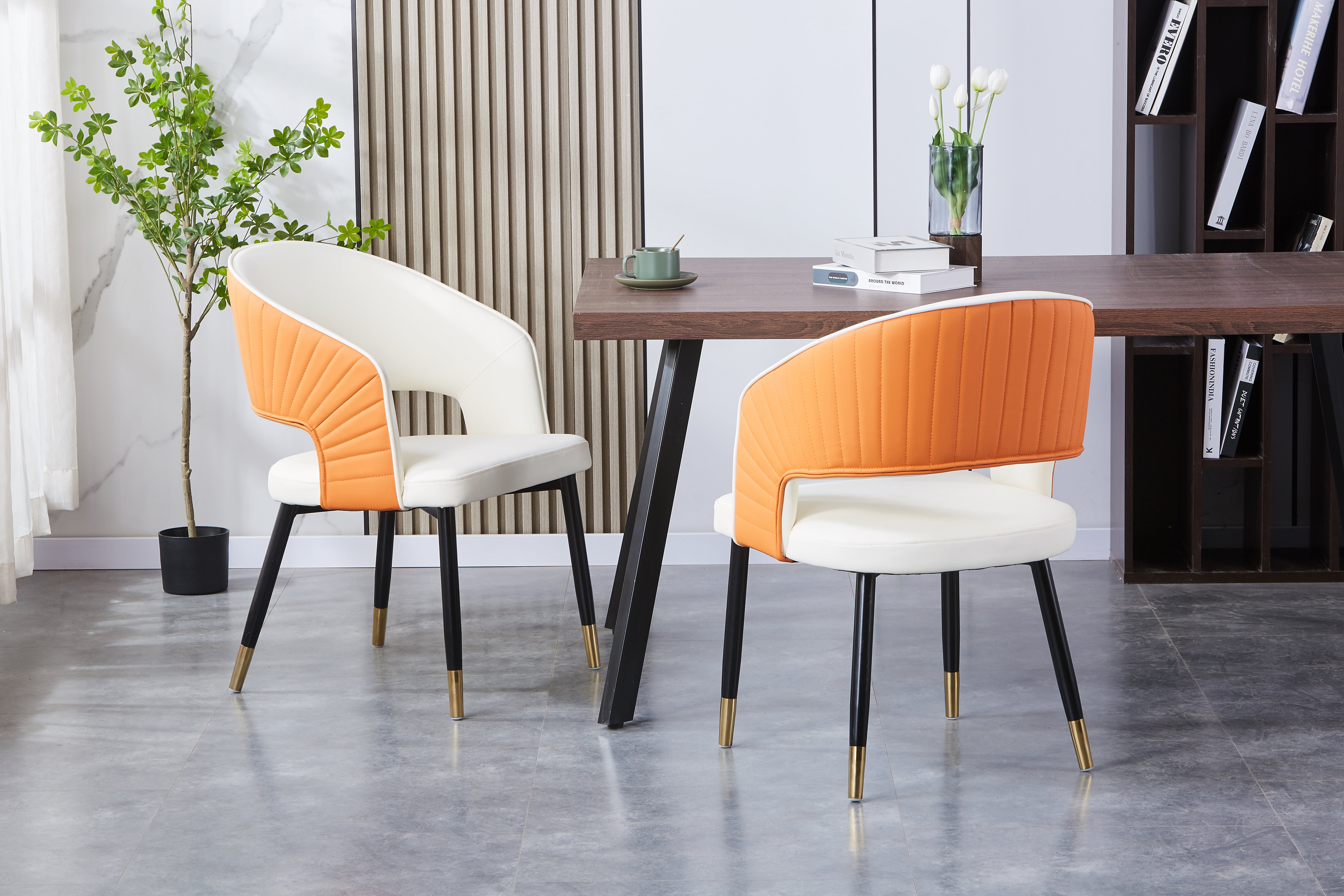 Roma Upholstered Side Chair/ Dining Chair (Set of 4) - PU Leather Chair w/ Black Legs