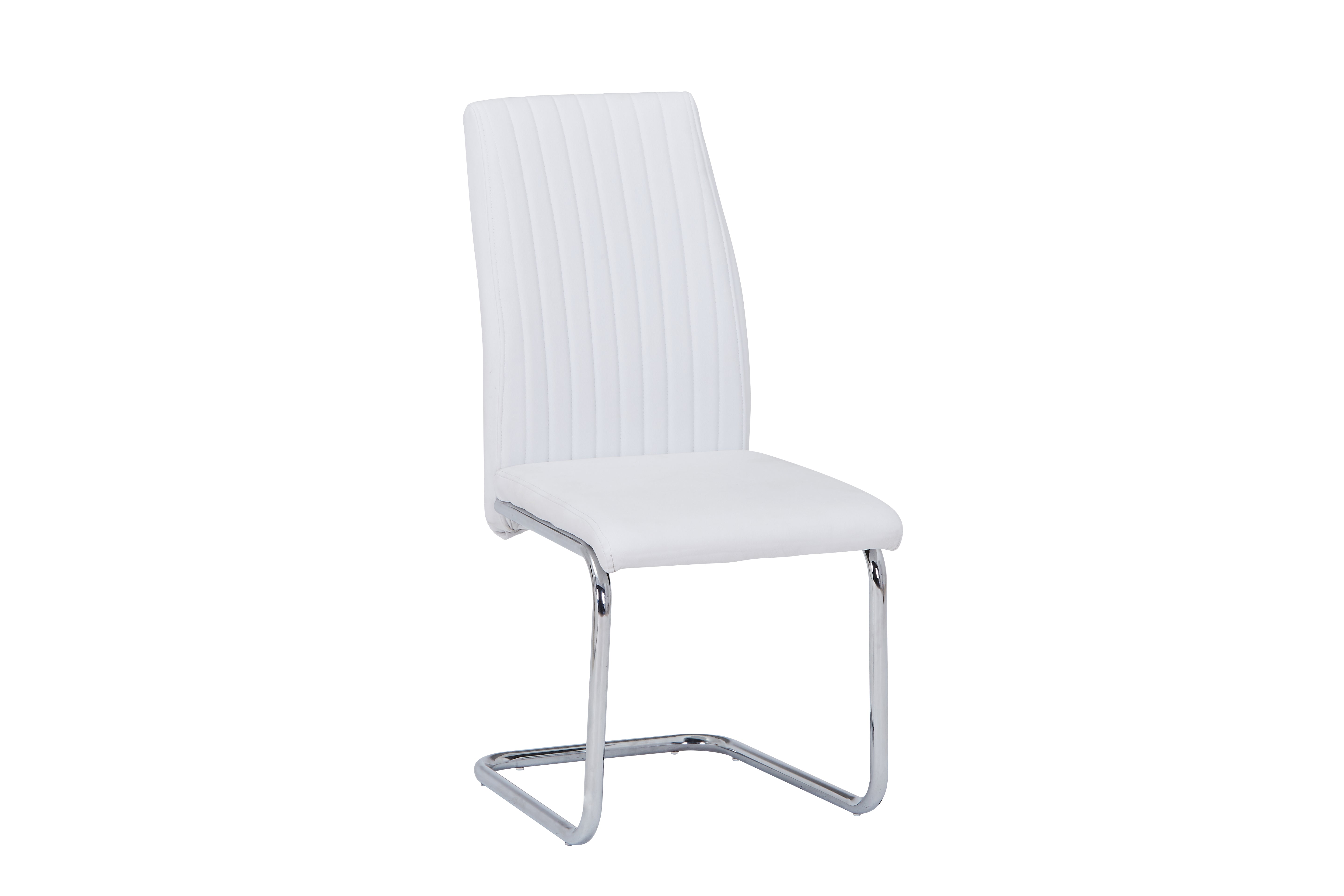 Mira Upholstered Side Chair/ Dining Chair (Set of 4) - PU Leather Chair w/ Chrome Leg