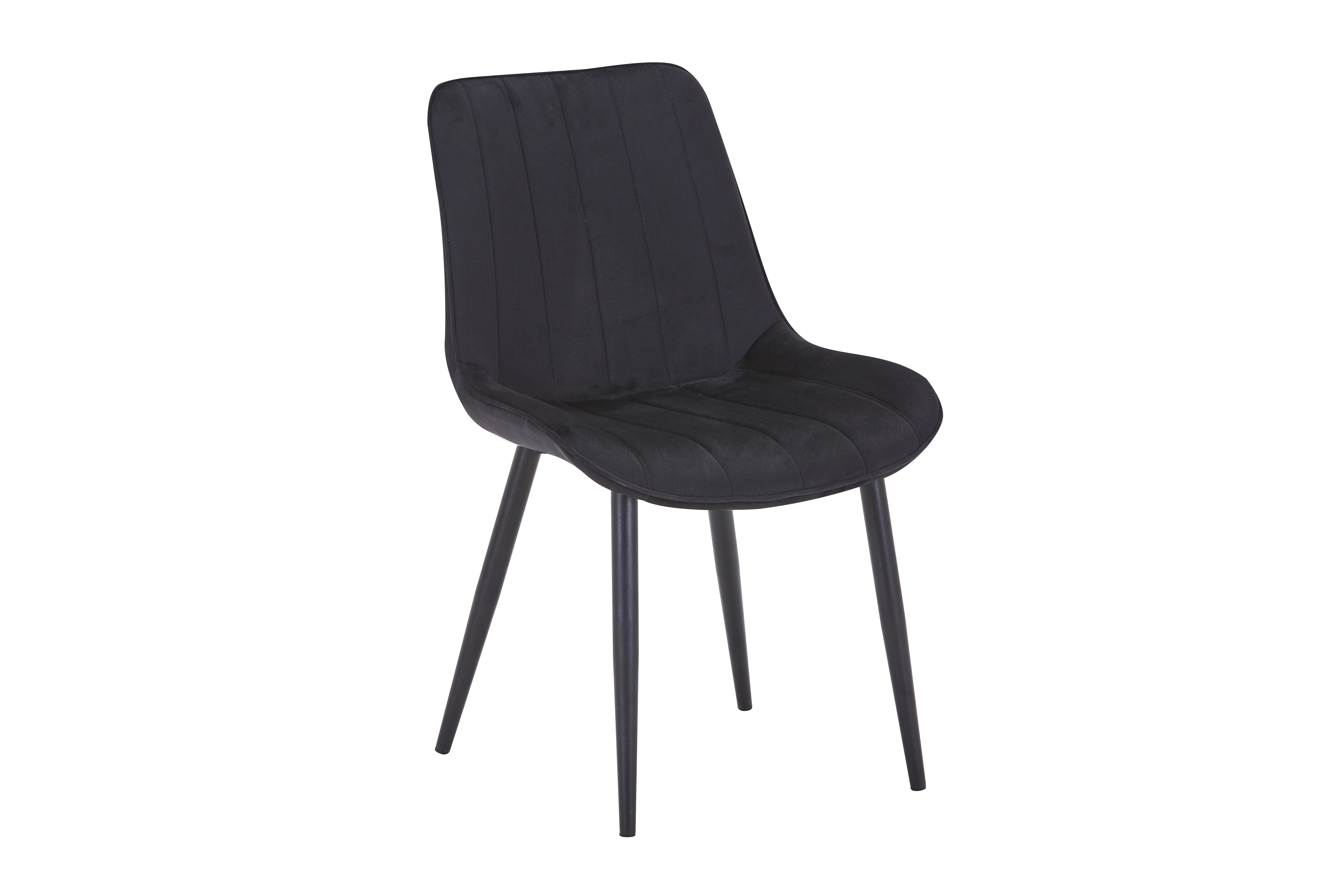 Elara Upholstered Side Chair/ Dining Chair (Set of 4) - Velvet Chair w/ Black Legs