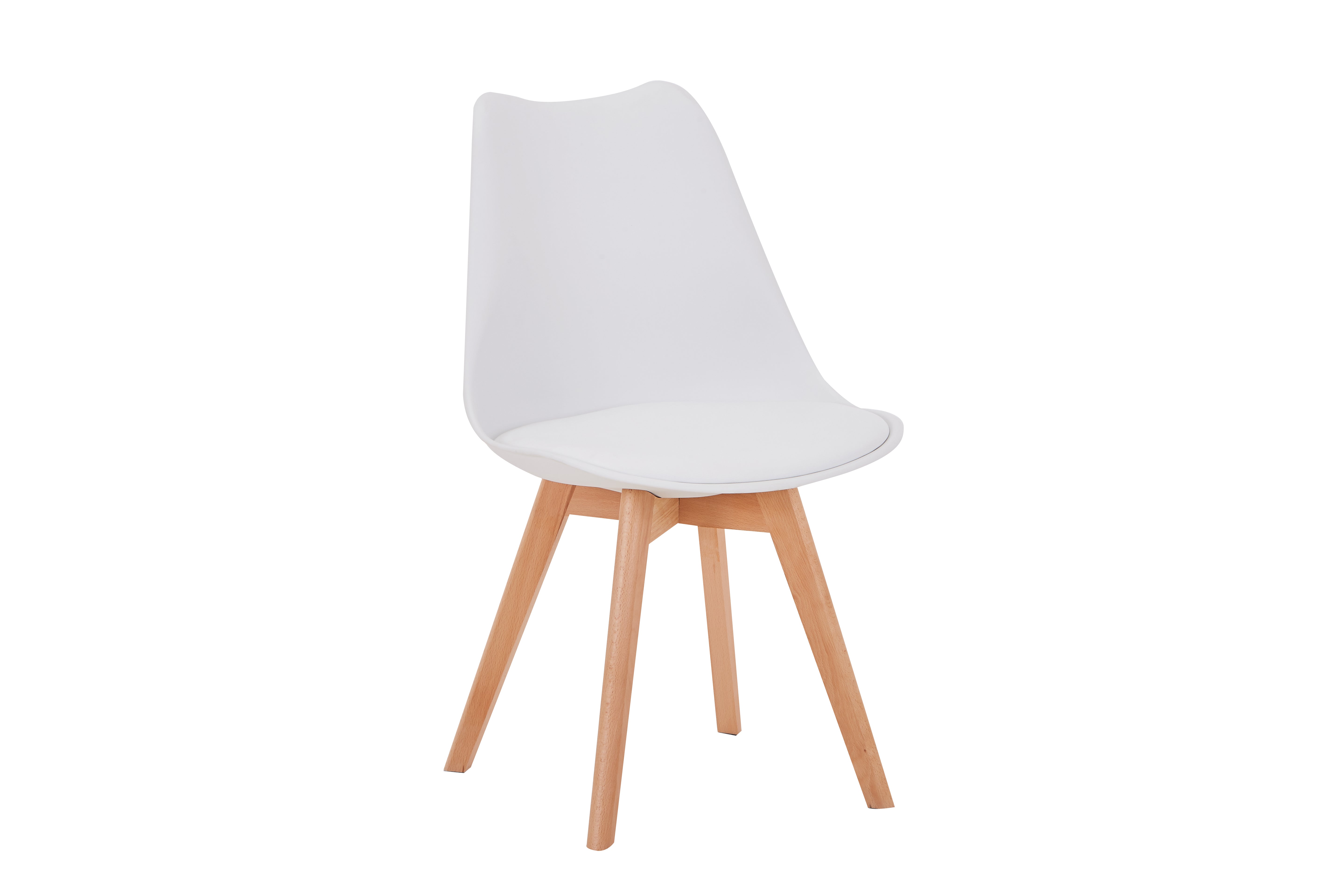 Elsa Upholstered Plastic Side Chair/ Dining Chair (Set of 4) - PU Cushion Chair w/ Wood Legs
