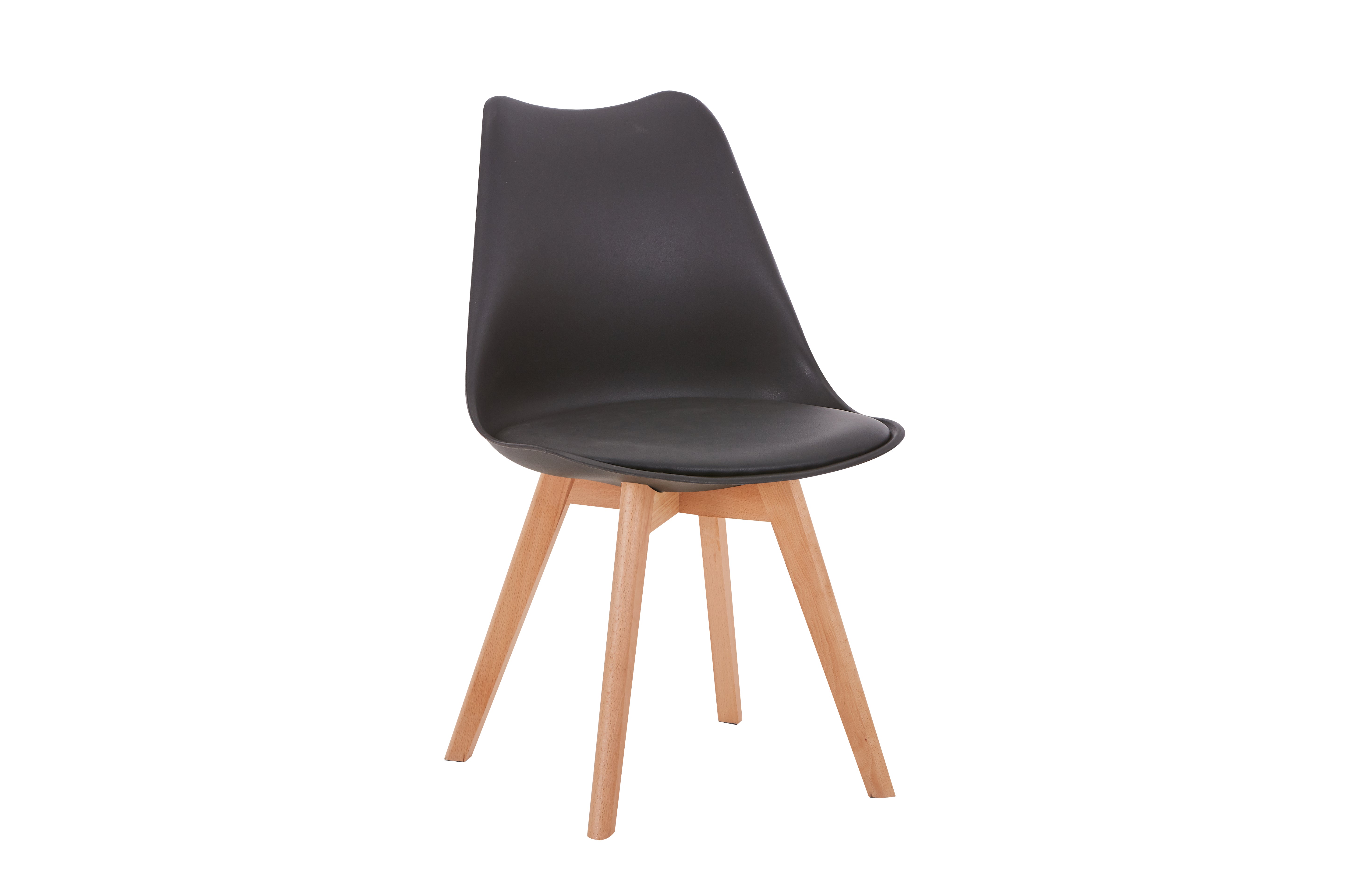 Elsa Upholstered Plastic Side Chair/ Dining Chair (Set of 4) - PU Cushion Chair w/ Wood Legs