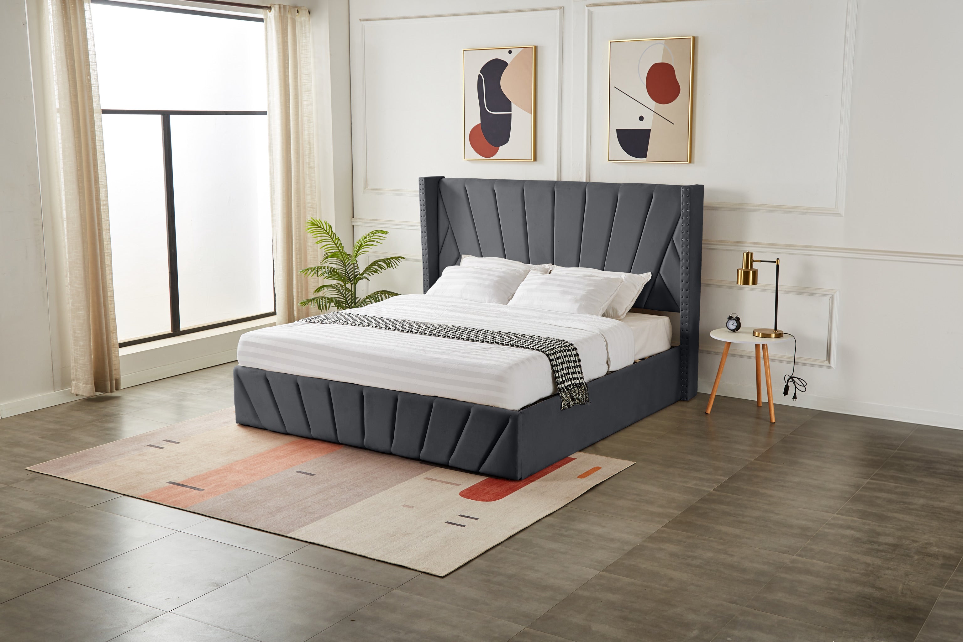 Luna Lift-Up Storage Bed- Dark Grey