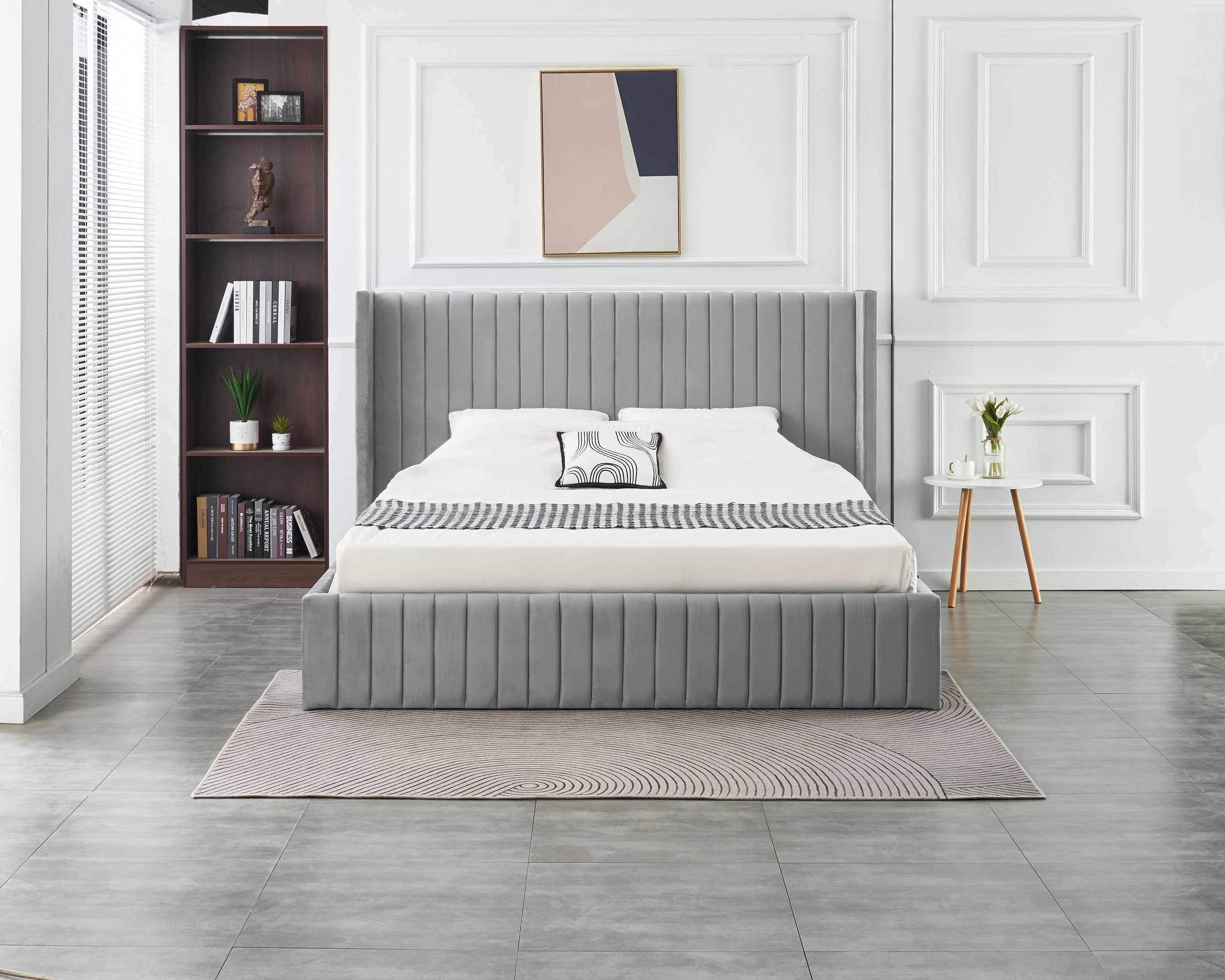 Allure Lift-up Storage Bed- Light Grey