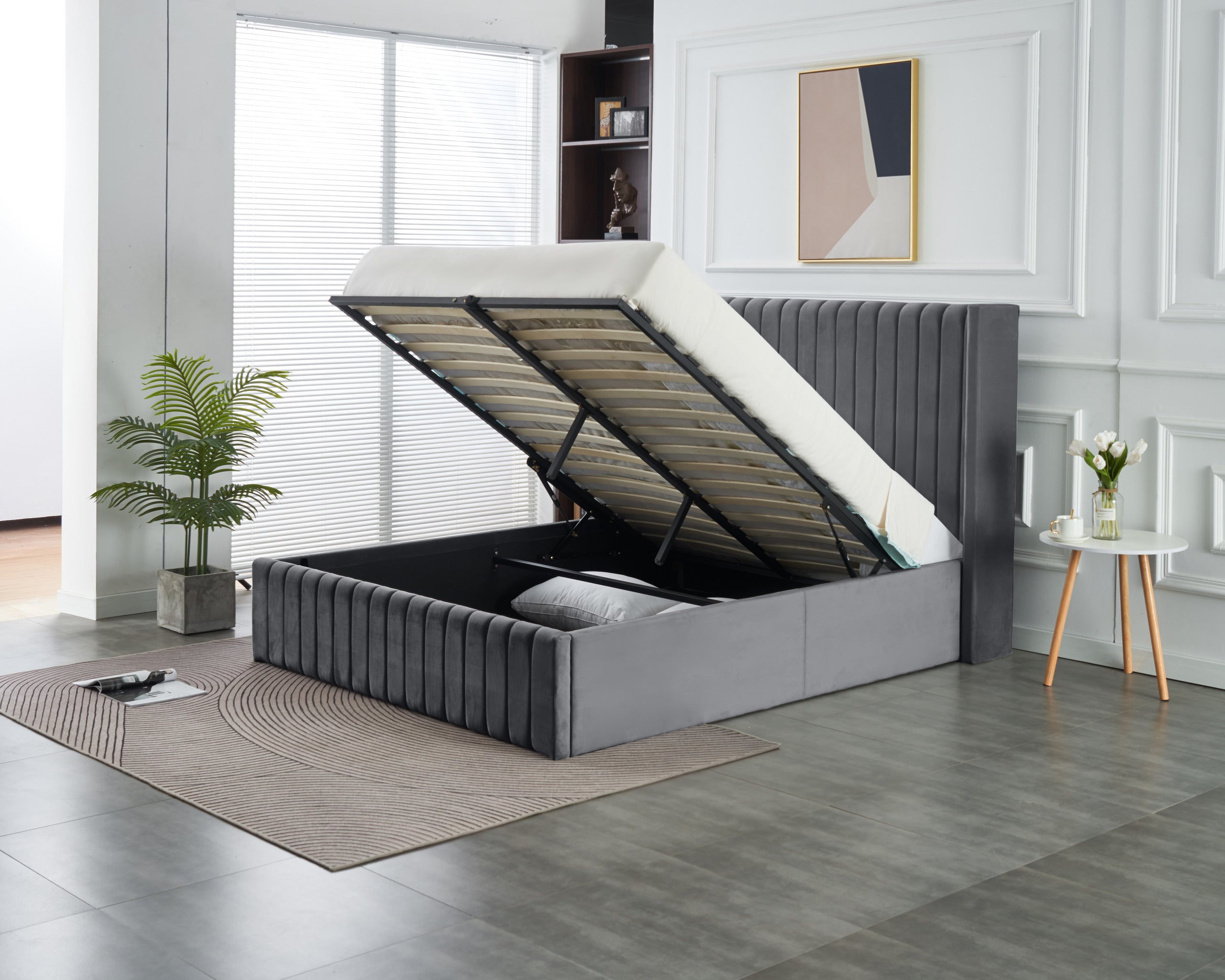 Allure Lift-up Storage Bed- Dark Grey
