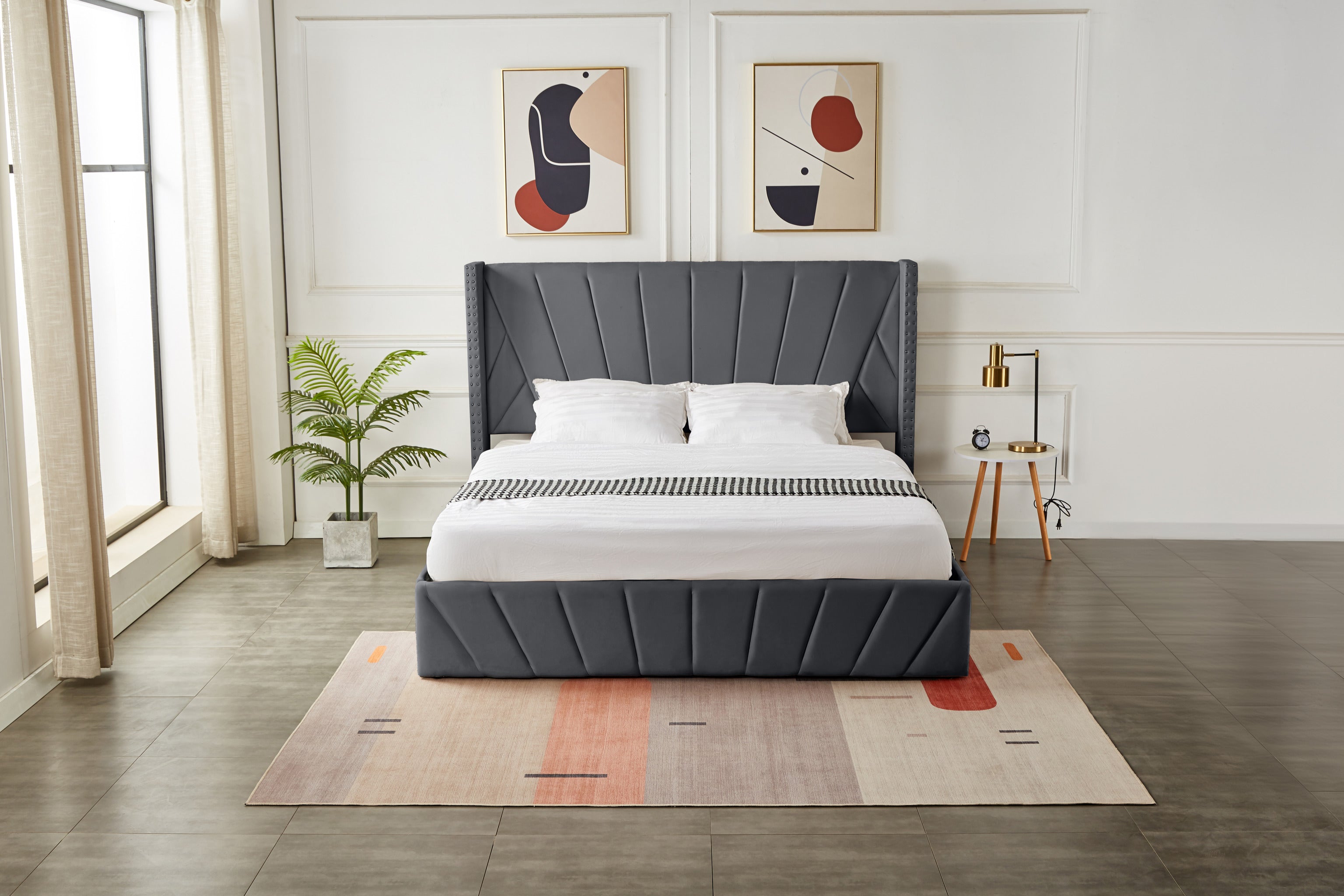 Luna Lift-Up Storage Bed- Dark Grey