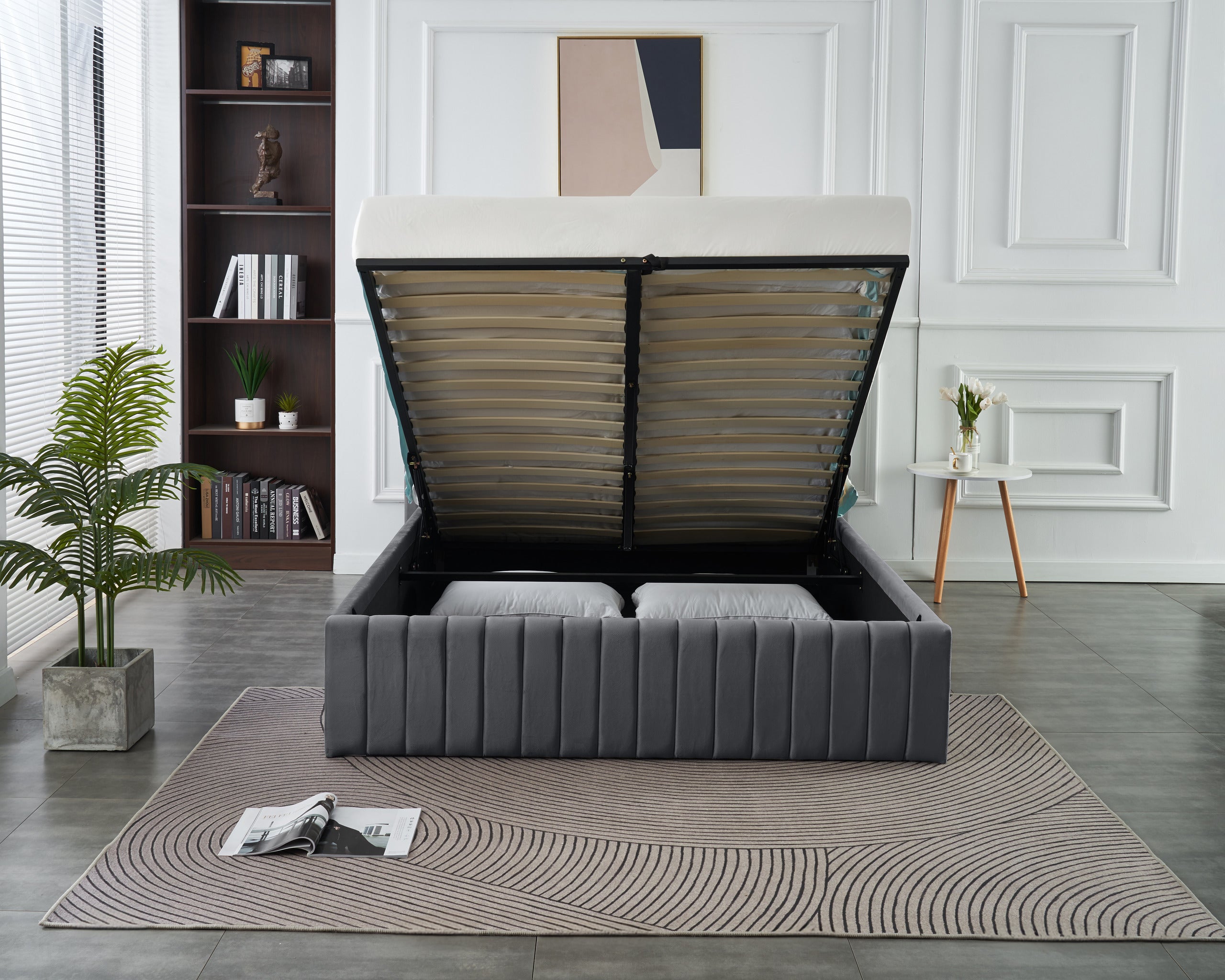 Allure Lift-up Storage Bed- Dark Grey