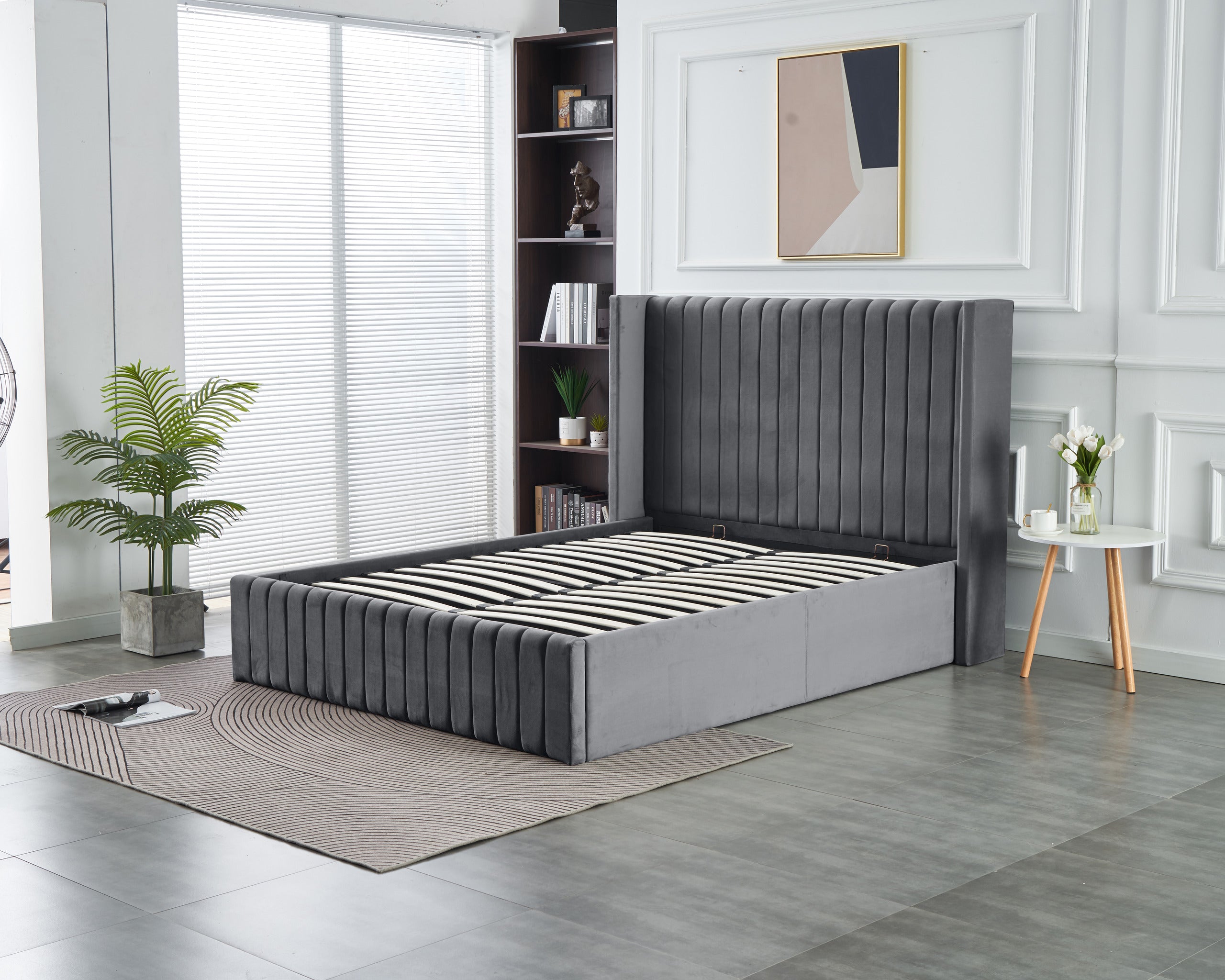 Allure Lift-up Storage Bed- Dark Grey