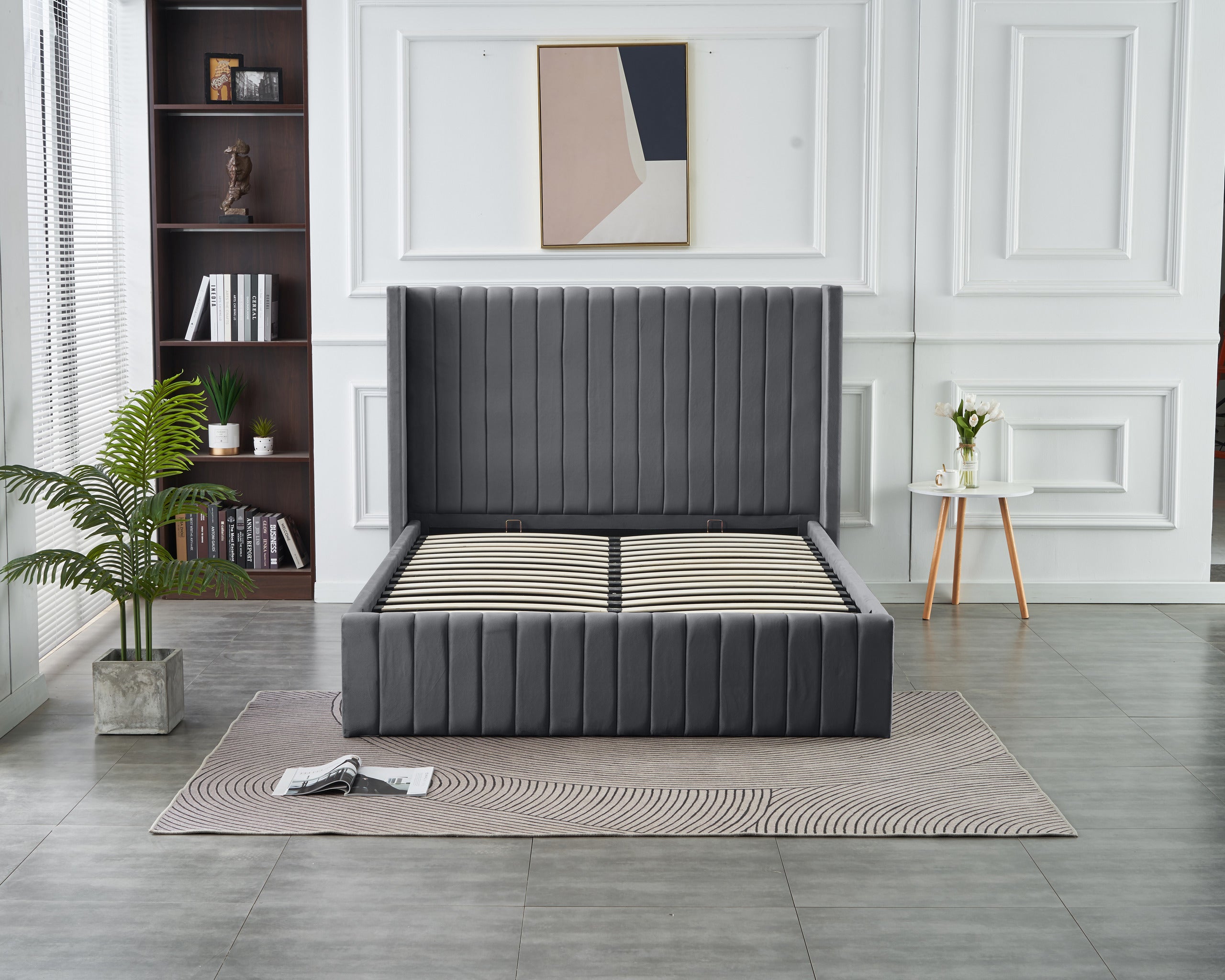 Allure Lift-up Storage Bed- Dark Grey