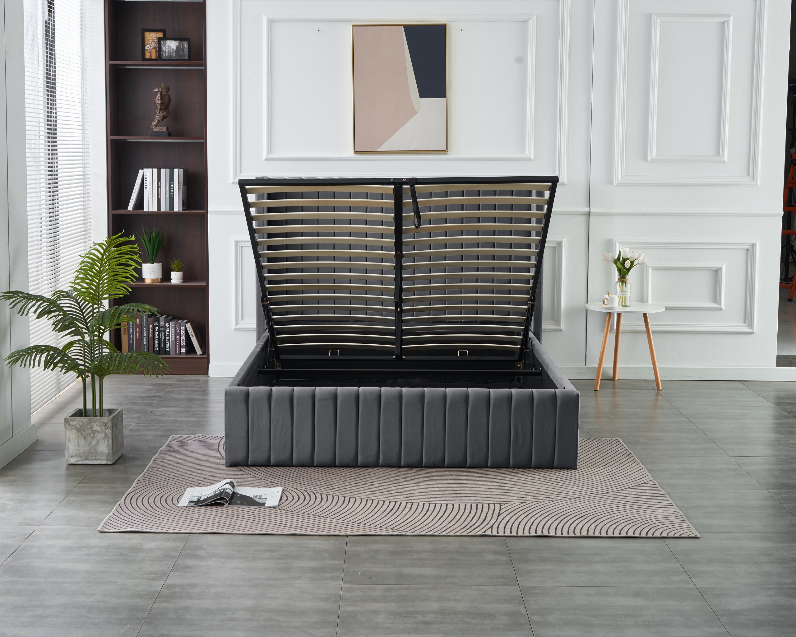 Allure Lift-up Storage Bed- Dark Grey