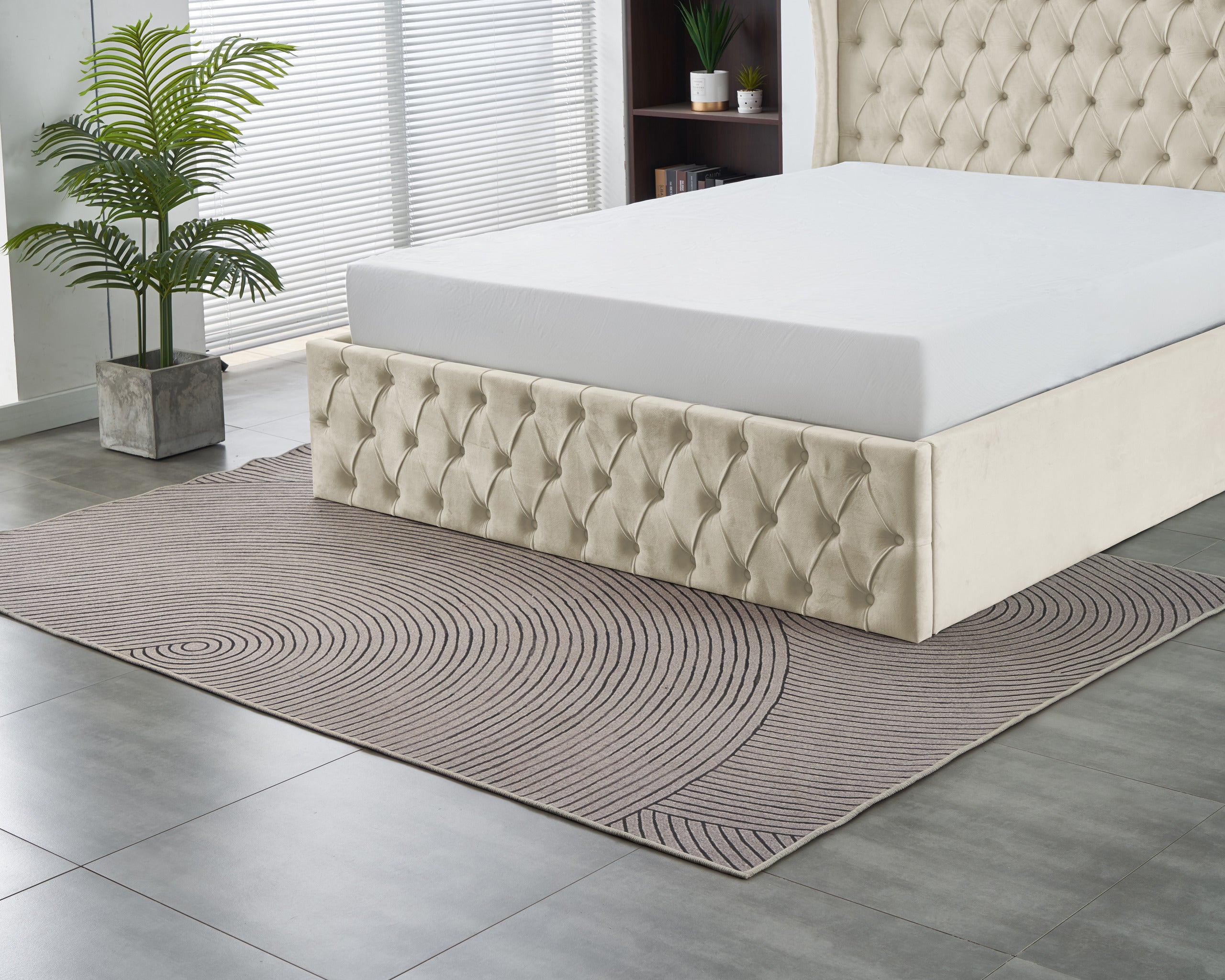Alaya Lift-up Storage Bed- Beige