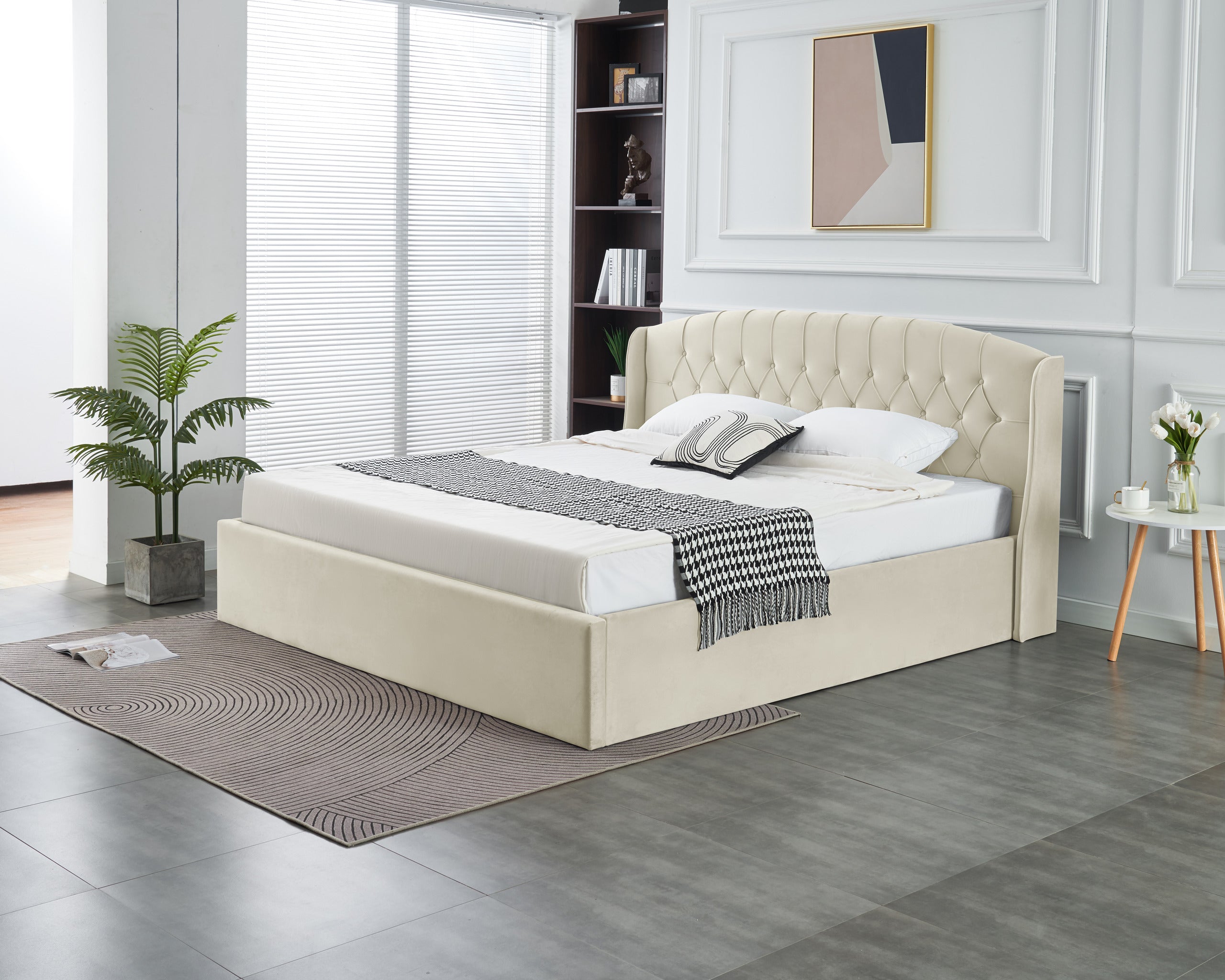 Stella Lift-Up Storage Bed- Beige