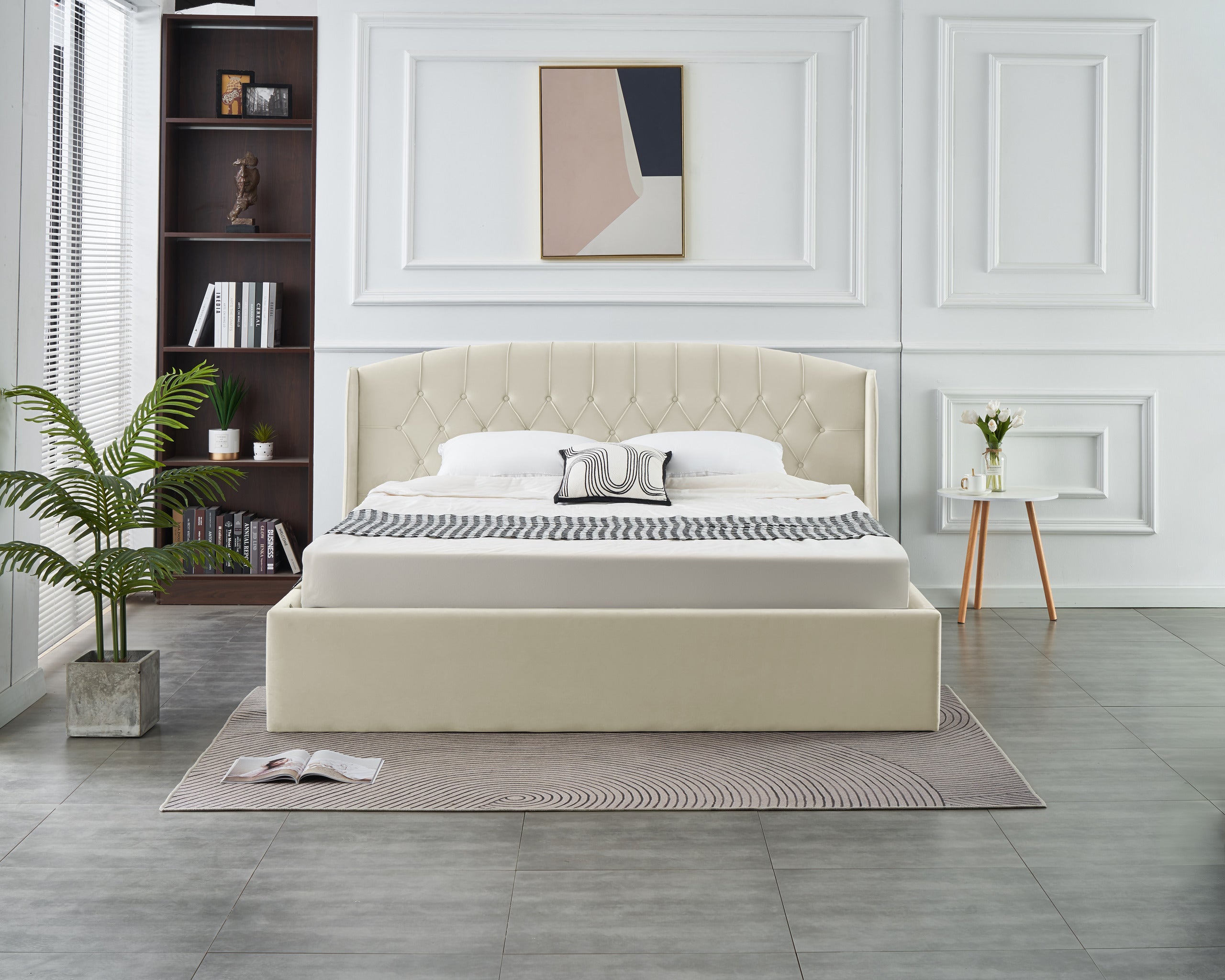 Stella Lift-Up Storage Bed- Beige