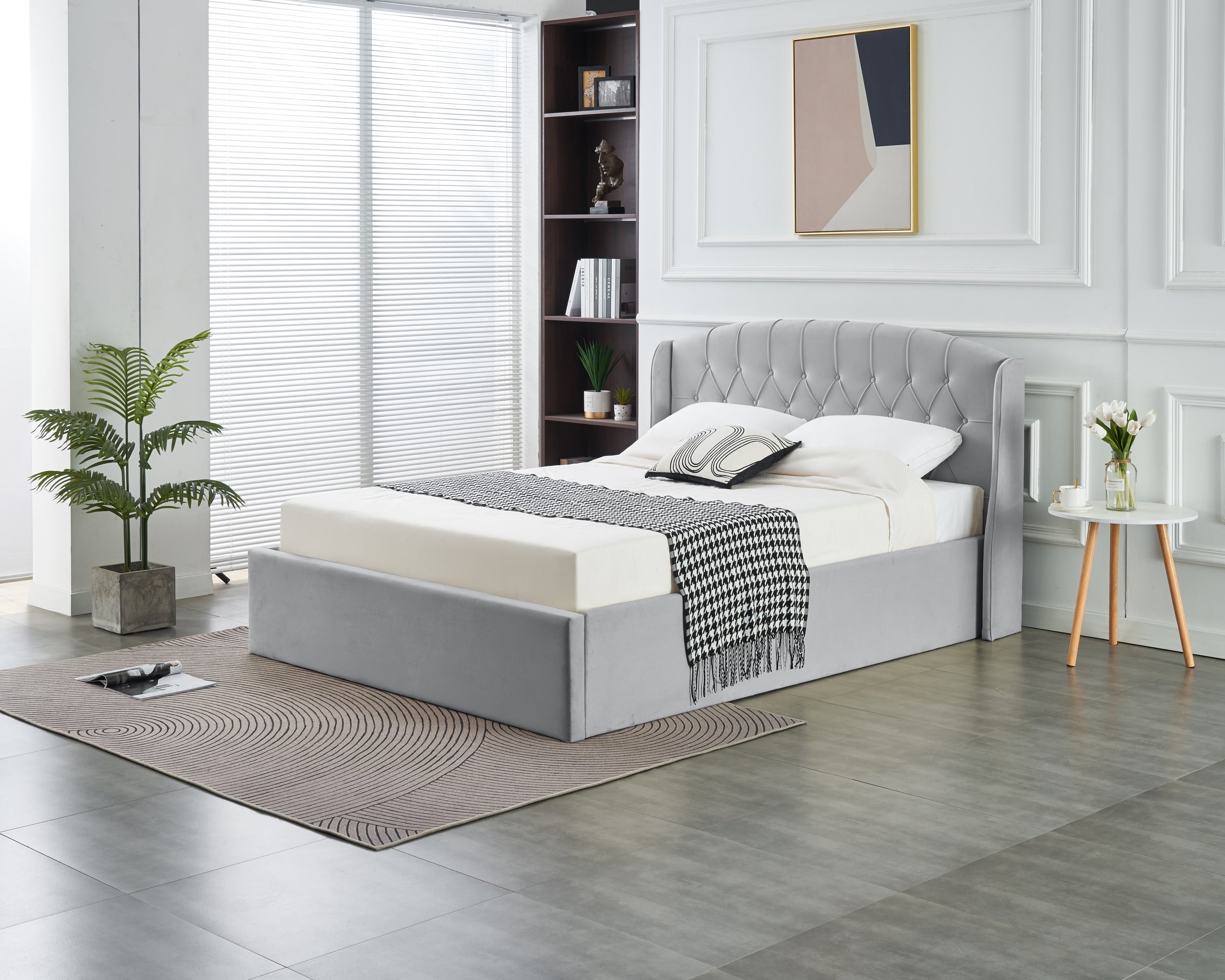 Stella Lift-Up Storage Bed- Light Grey