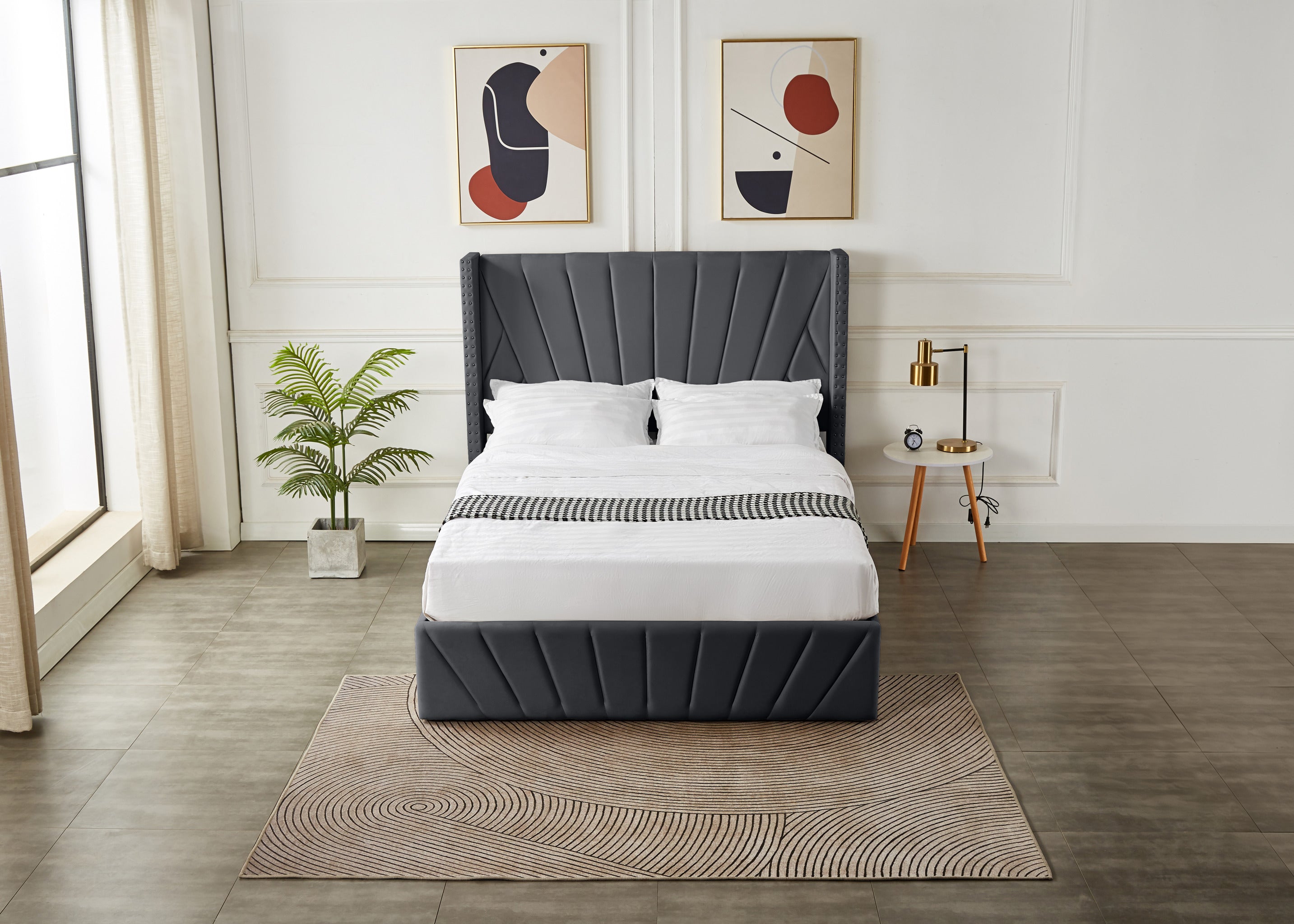 Luna Lift-Up Storage Bed- Dark Grey