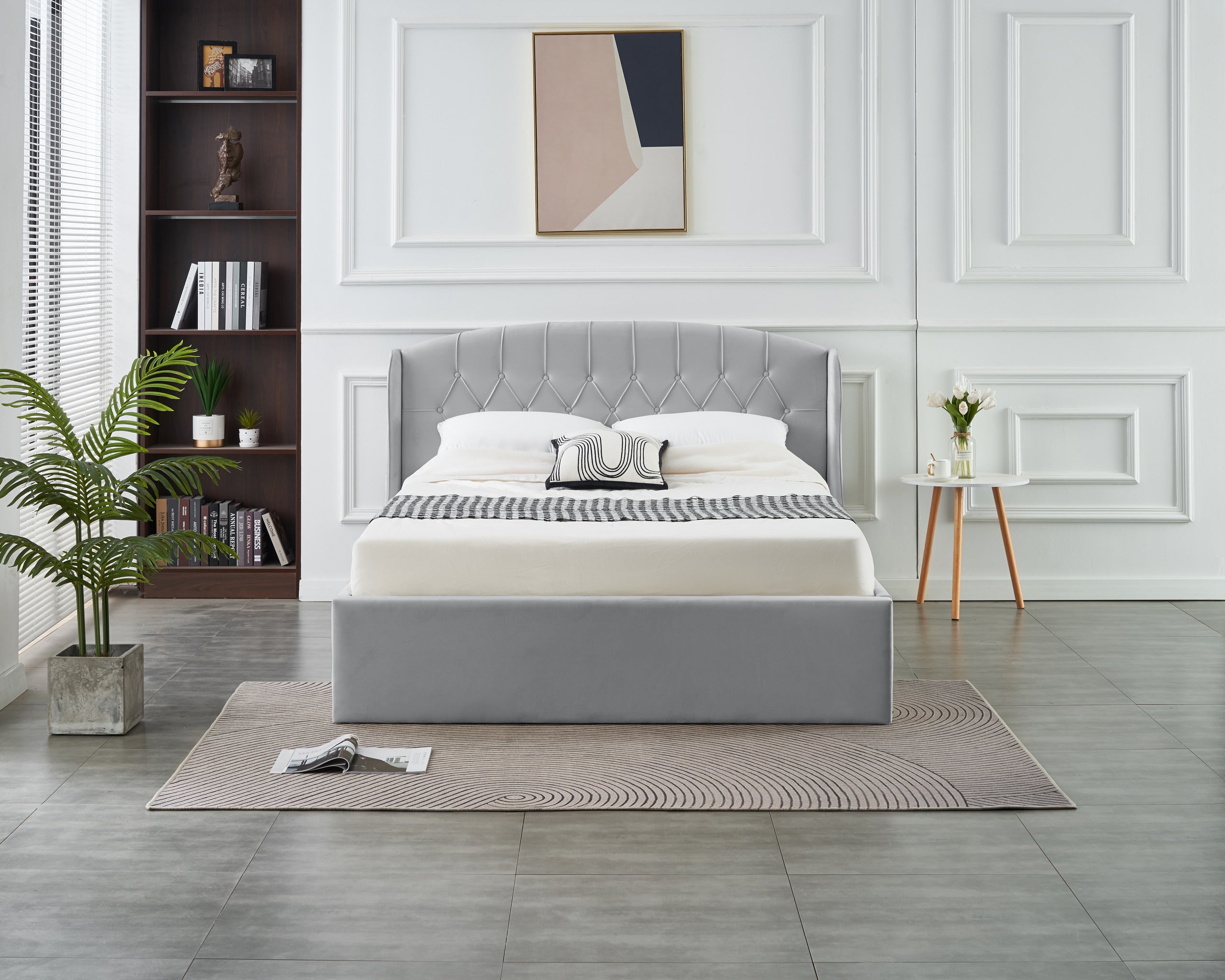 Stella Lift-Up Storage Bed- Light Grey