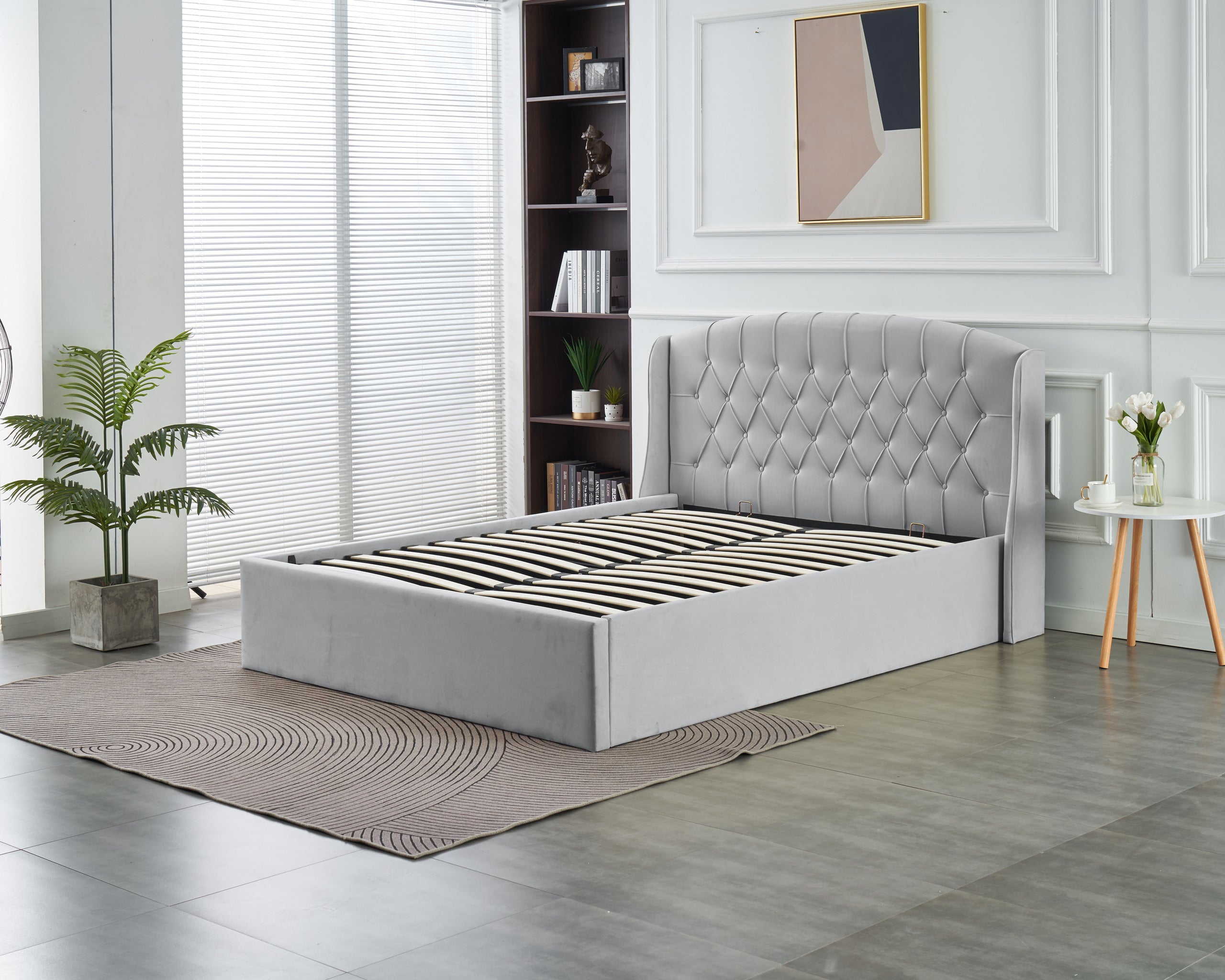Stella Lift-Up Storage Bed- Light Grey