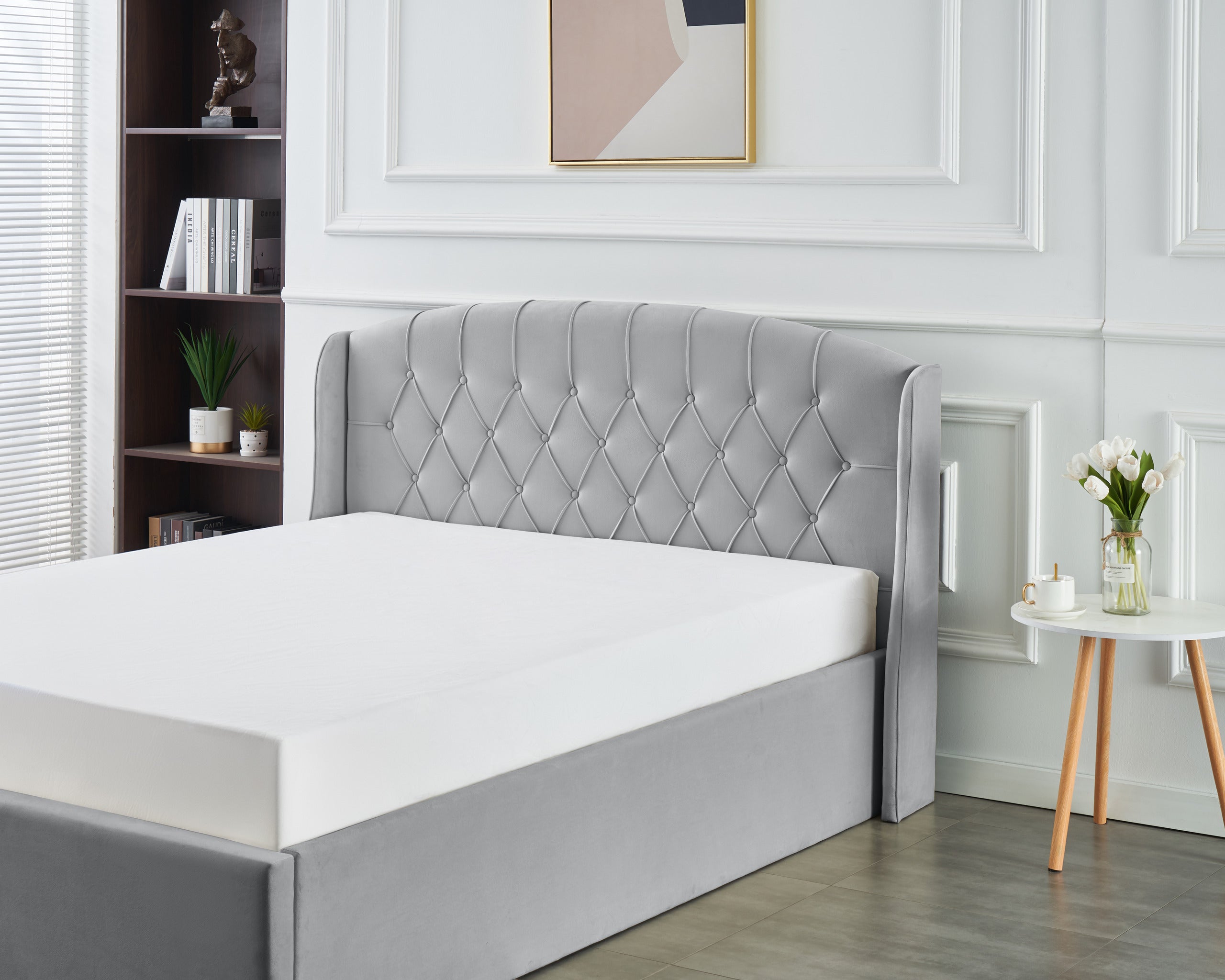 Stella Lift-Up Storage Bed- Light Grey