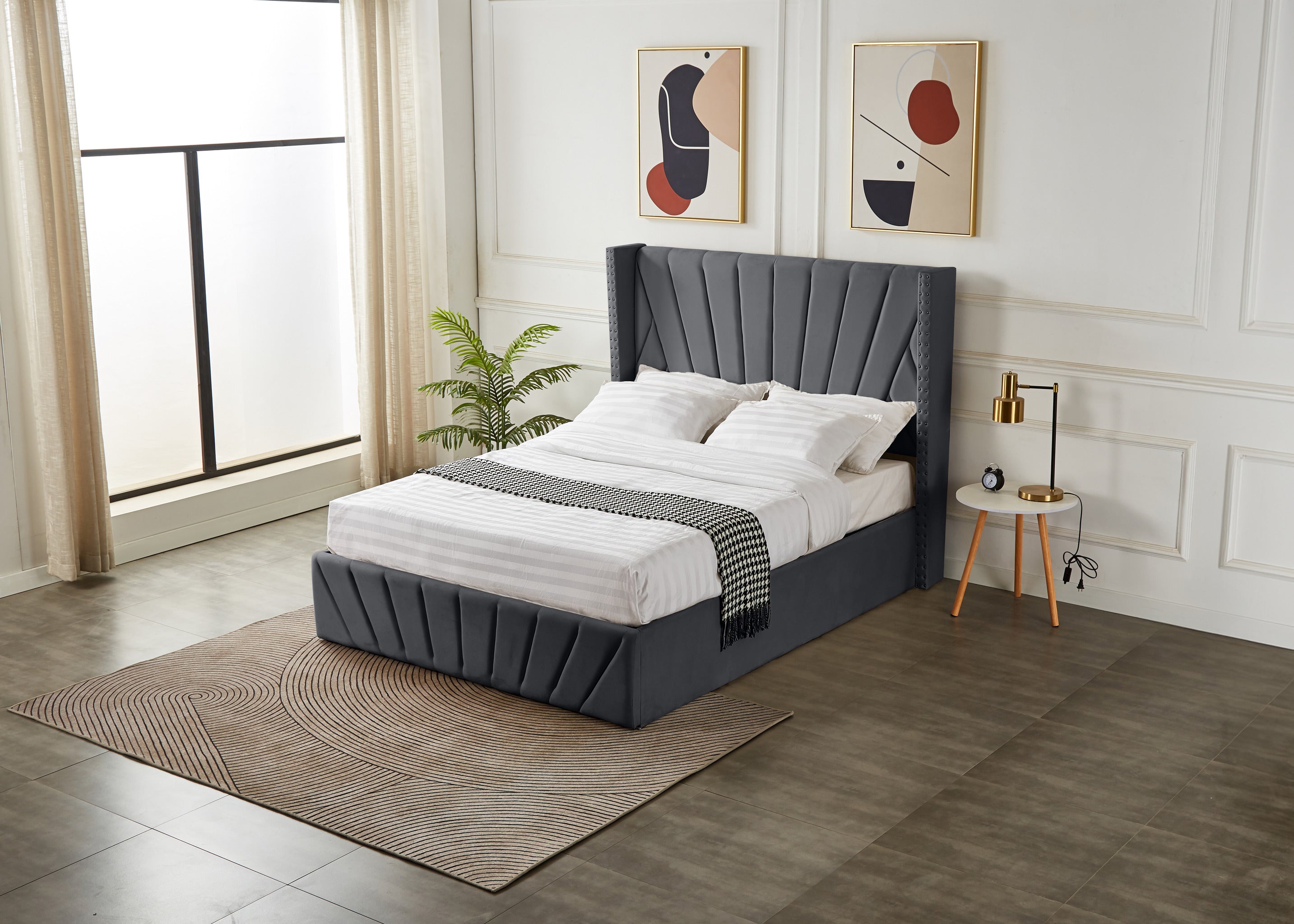 Luna Lift-Up Storage Bed- Dark Grey