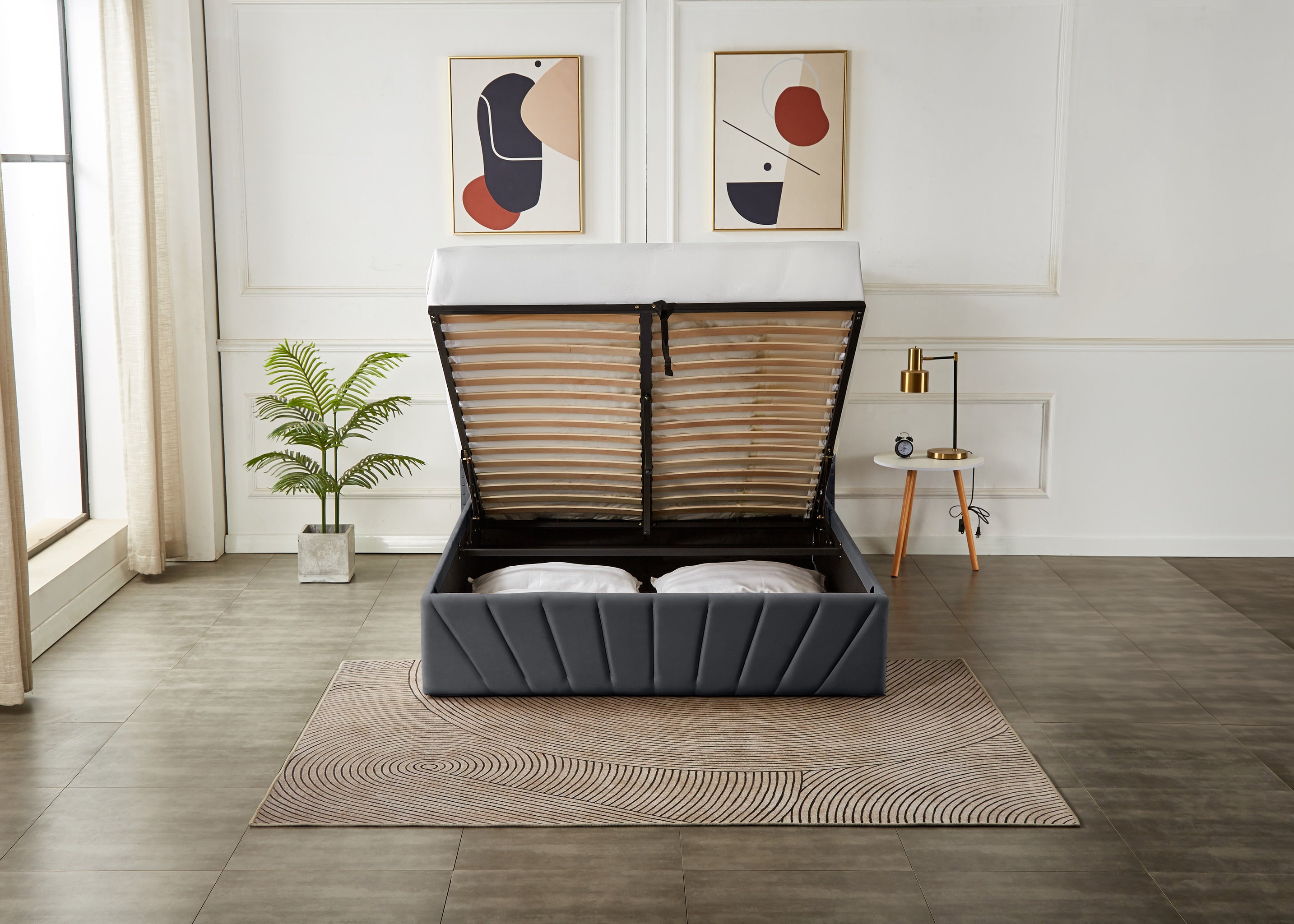 Luna Lift-Up Storage Bed- Dark Grey