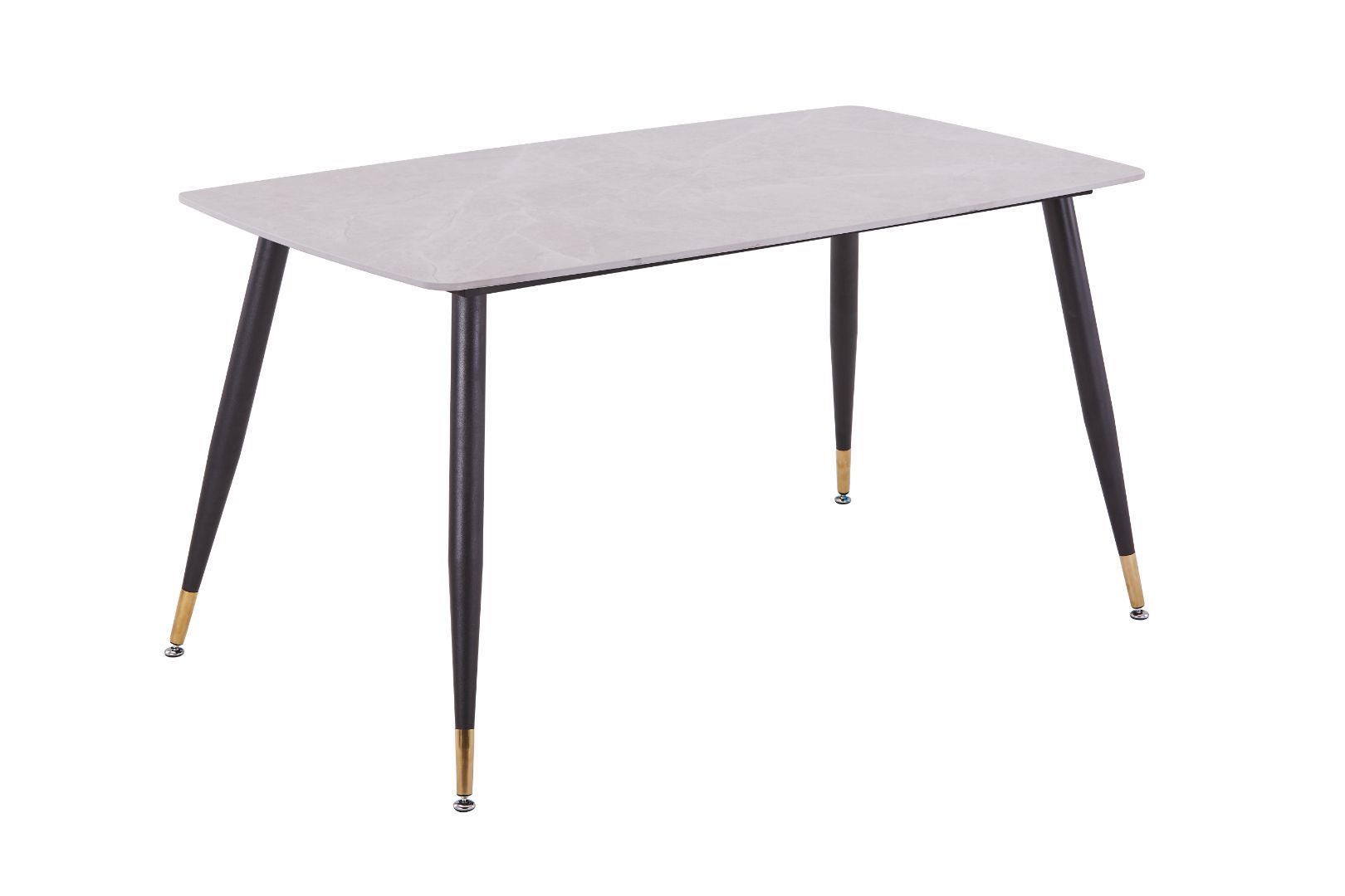 Warren 55" Dining Table Gloss Sintered Stone Top With Metal Legs- Grey