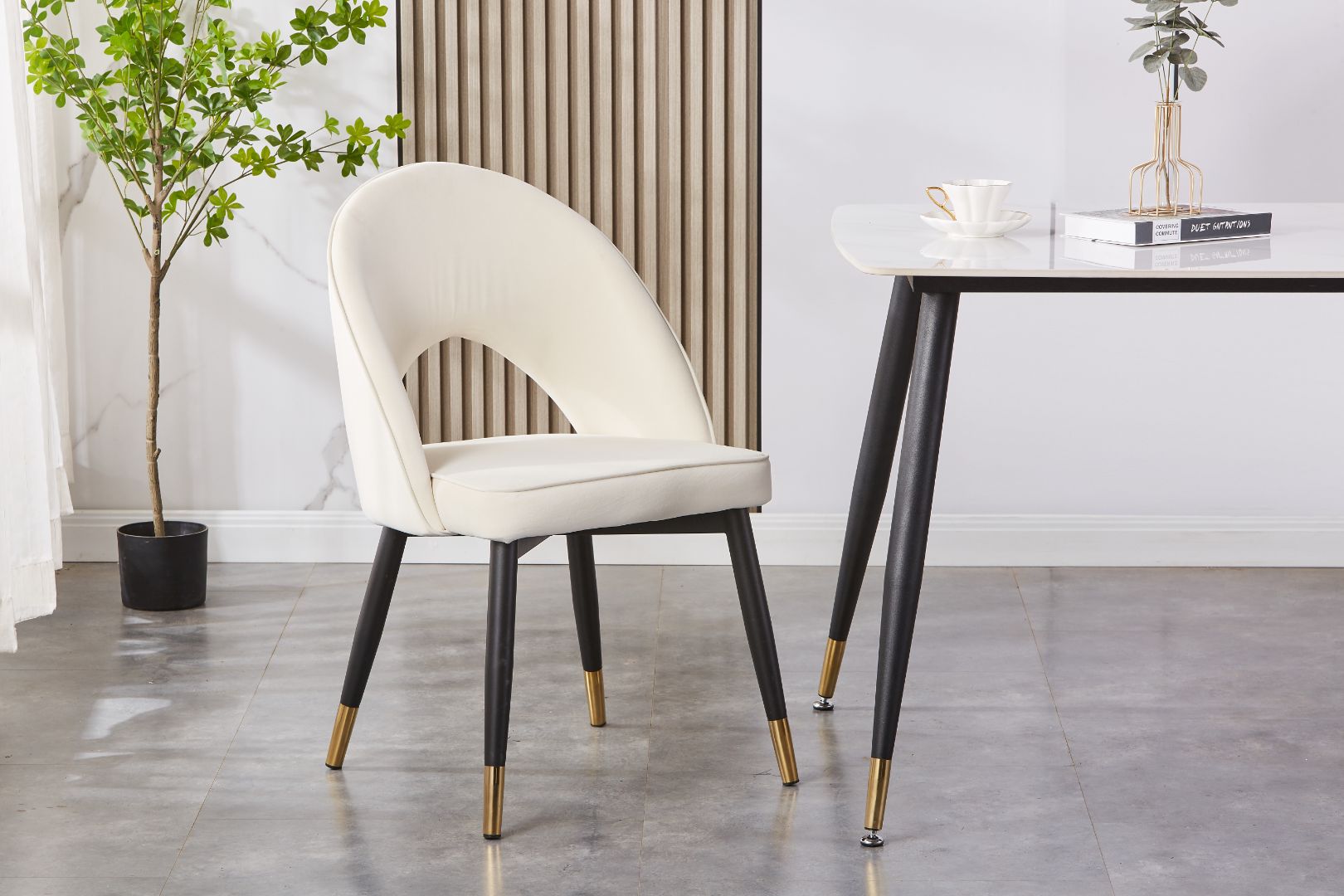 Aria Upholstered Side Chair/ Dining Chair (Set of 4) - Velvet Chair w/ Black Legs