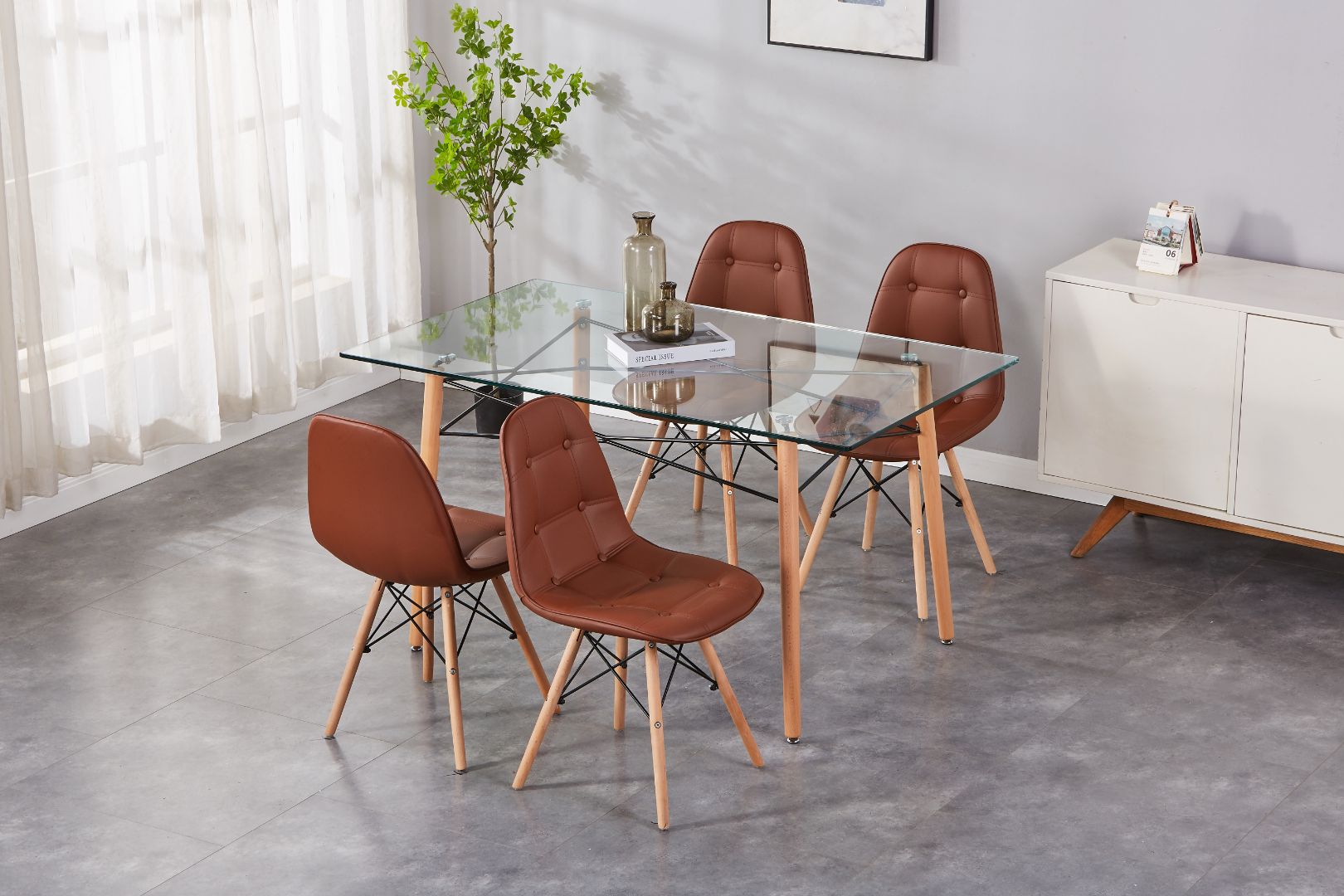 Eiffel 55" Glass Dining Table