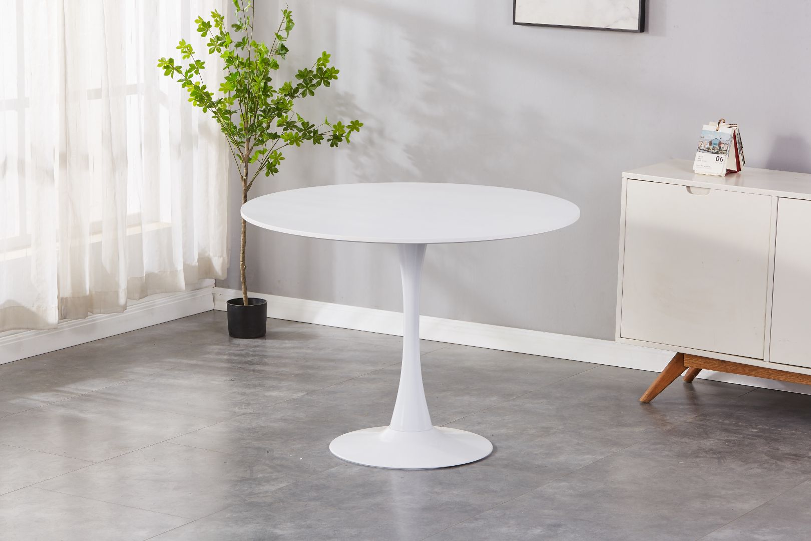Aira 40" Pedestal Dining Table- White