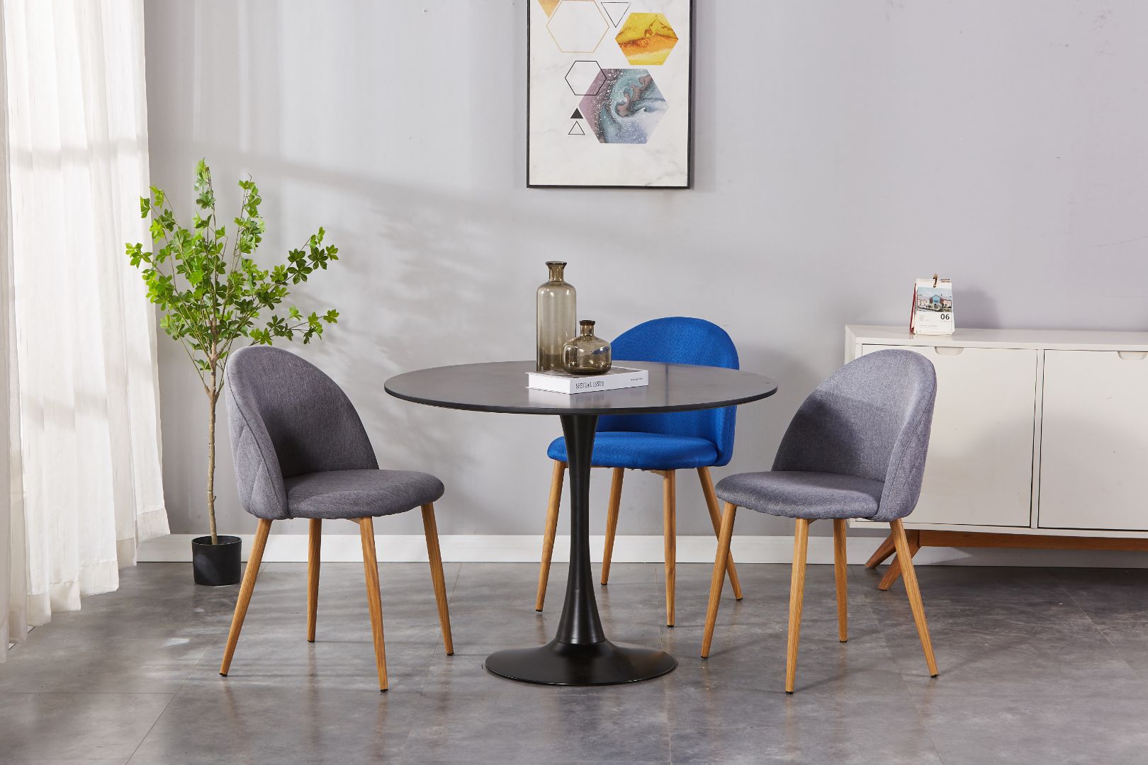 Clara Upholstered Side Chair/ Dining Chair (Set of 4) - Fabric Chair w/ Wood legs