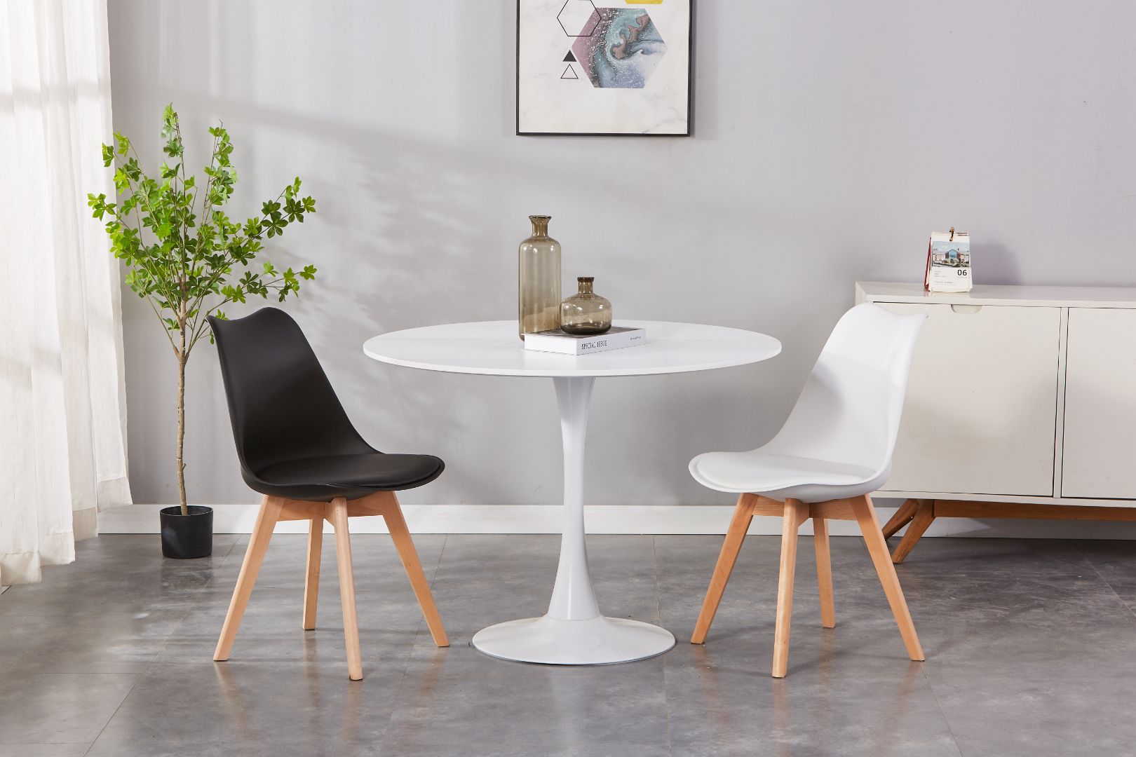 Aira 40" Pedestal Dining Table- White