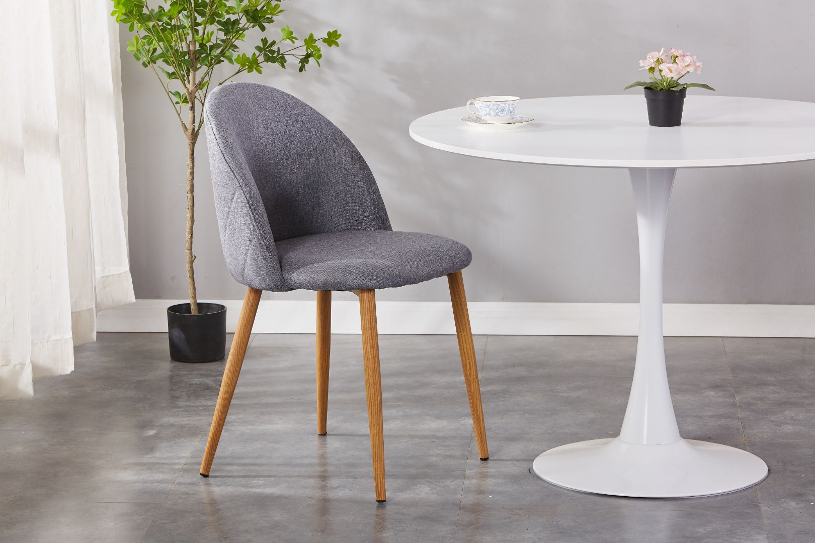 Clara Upholstered Side Chair/ Dining Chair (Set of 4) - Fabric Chair w/ Wood legs