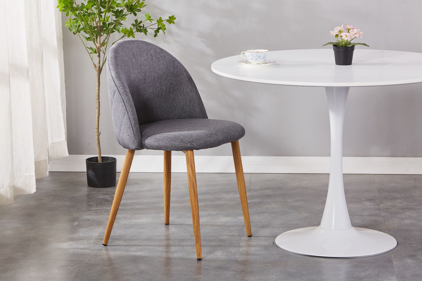 Clara Upholstered Side Chair/ Dining Chair (Set of 4) - Fabric Chair w/ Wood legs