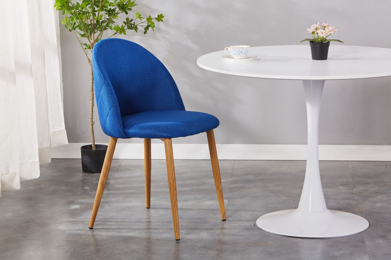 Clara Upholstered Side Chair/ Dining Chair (Set of 4) - Fabric Chair w/ Wood legs