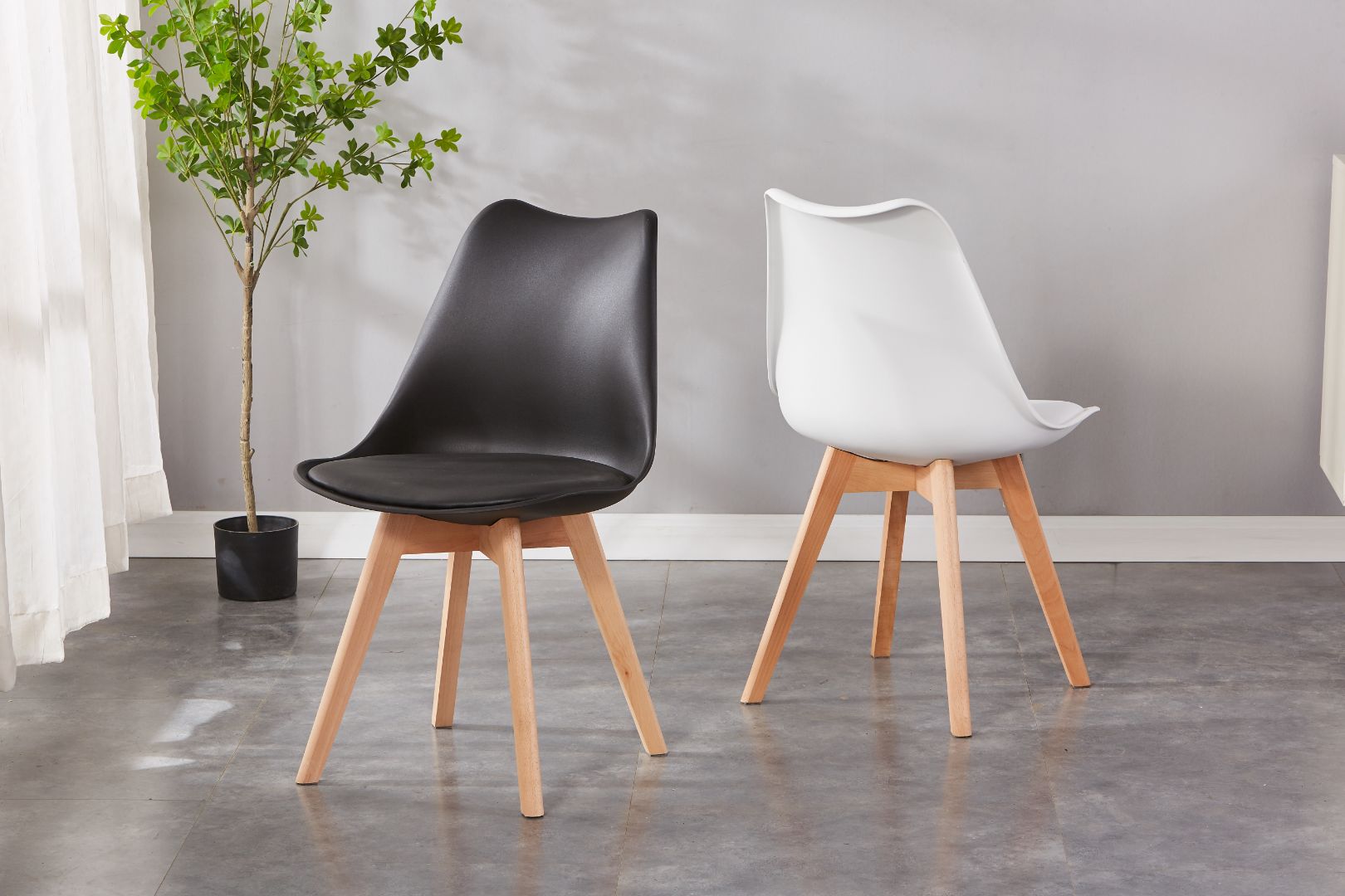 Elsa Upholstered Plastic Side Chair/ Dining Chair (Set of 4) - PU Cushion Chair w/ Wood Legs