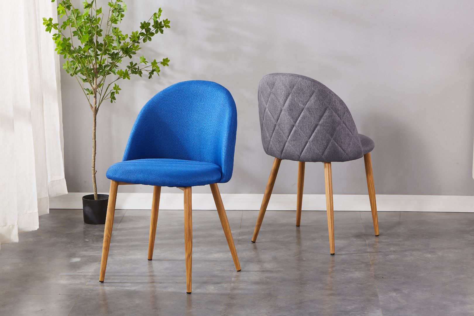 Clara Upholstered Side Chair/ Dining Chair (Set of 4) - Fabric Chair w/ Wood legs