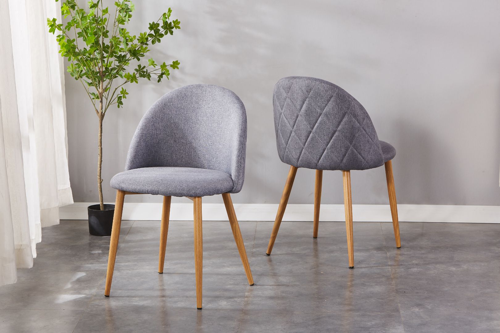 Clara Upholstered Side Chair/ Dining Chair (Set of 4) - Fabric Chair w/ Wood legs