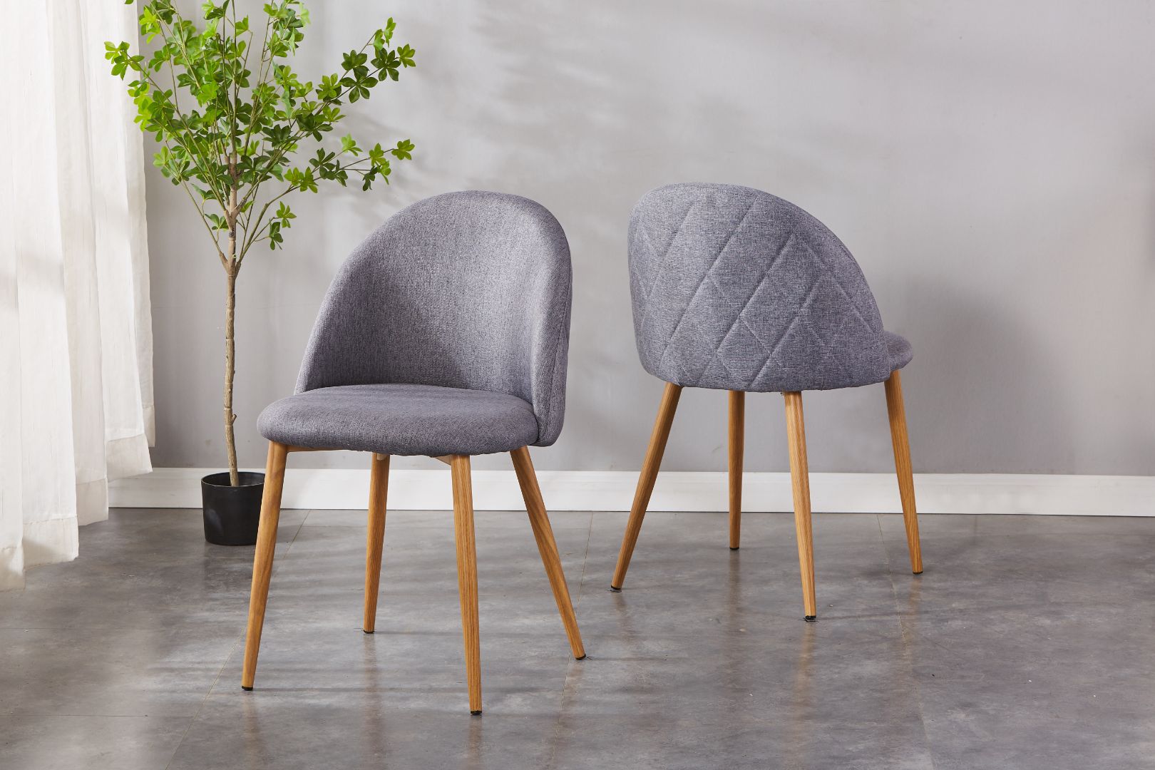 Clara Upholstered Side Chair/ Dining Chair (Set of 4) - Fabric Chair w/ Wood legs