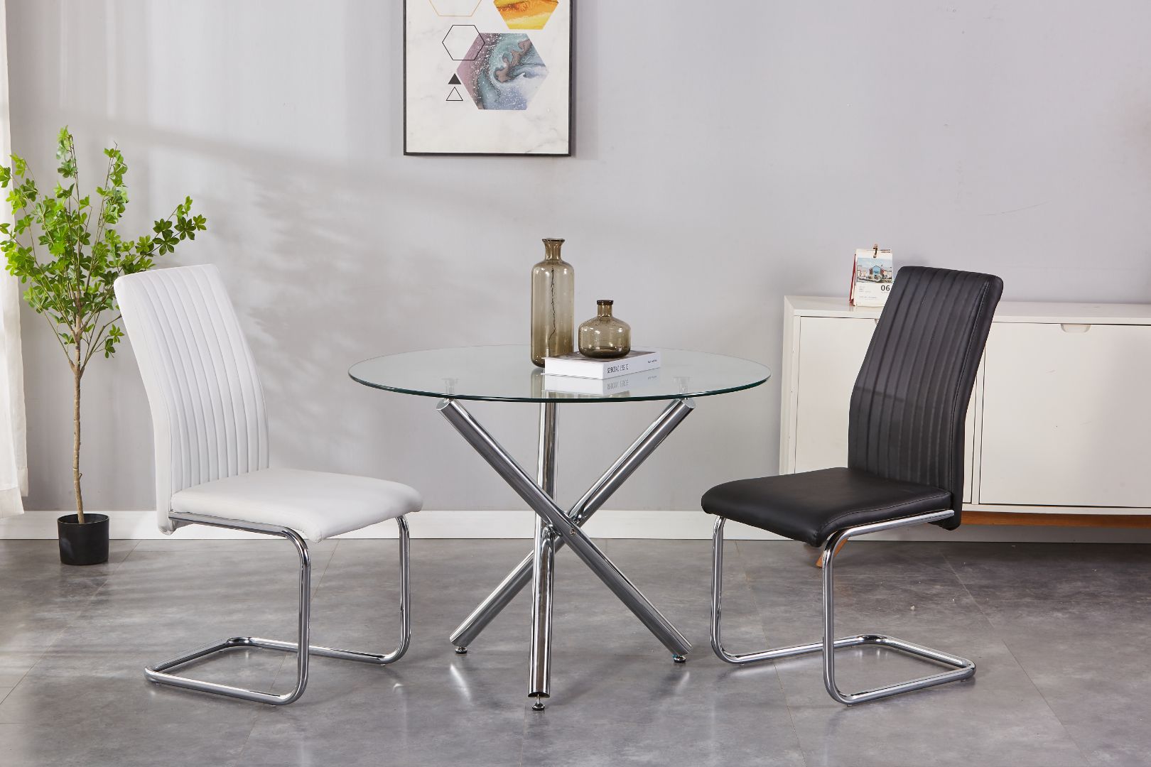 Orion 40" Round Tempered Glass Dining Table