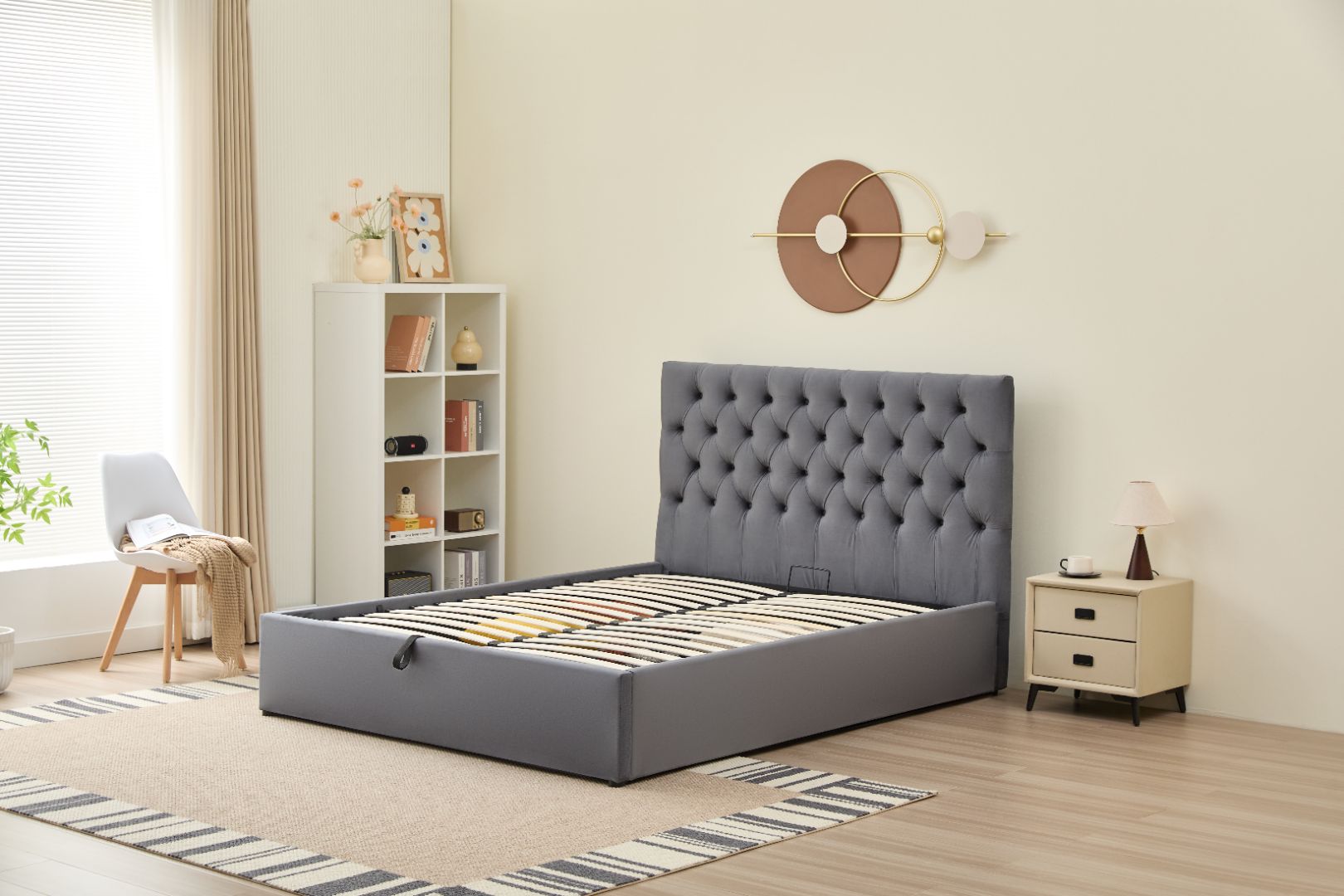 Dion Lift-Up Storage Bed- Dark Grey