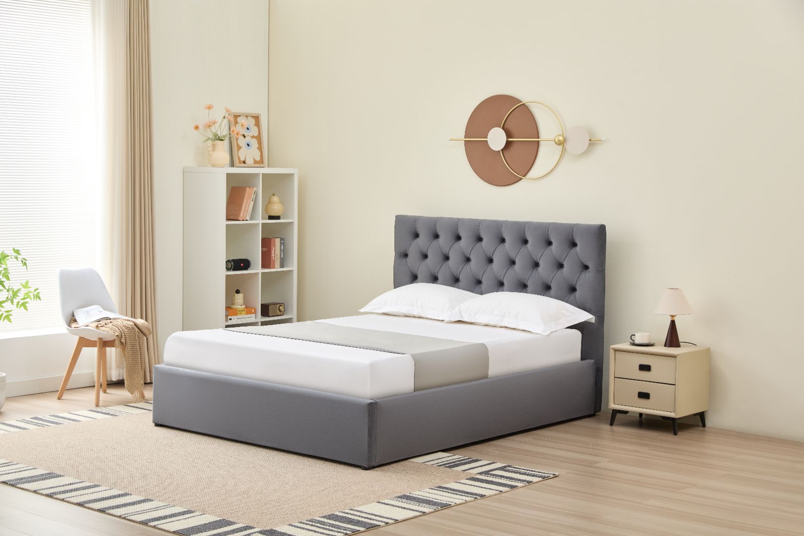 Dion Lift-Up Storage Bed- Dark Grey